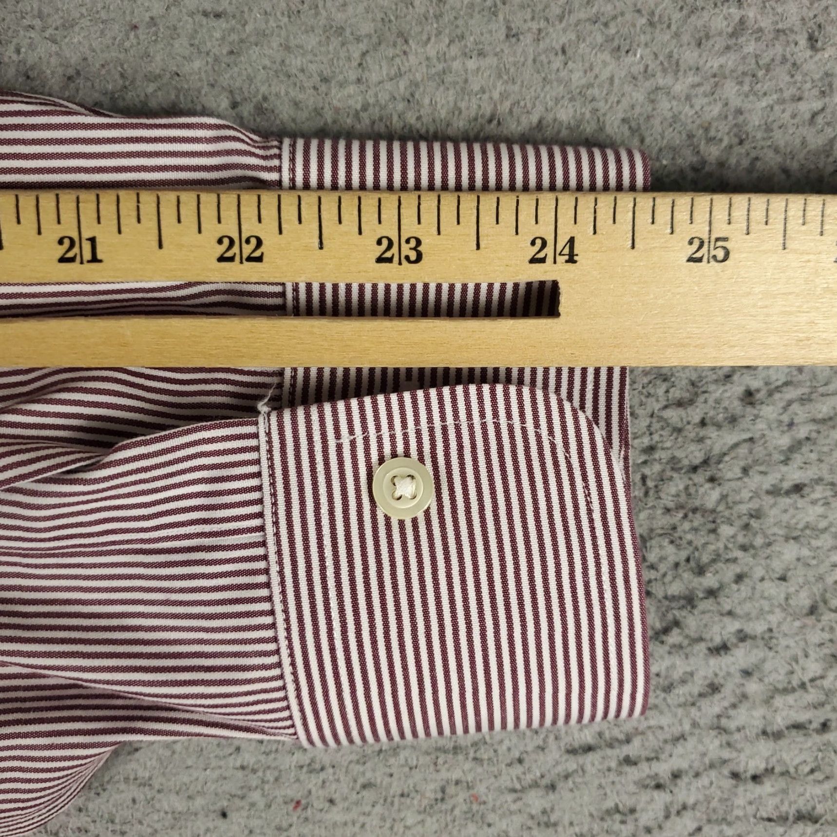 Brooks Brothers VINTAGE Brooks Brothers Dress Shirt Men 16 Long Sleeve Cotton Maroon Striped Business Formal Classic Size 42R - 6 Thumbnail
