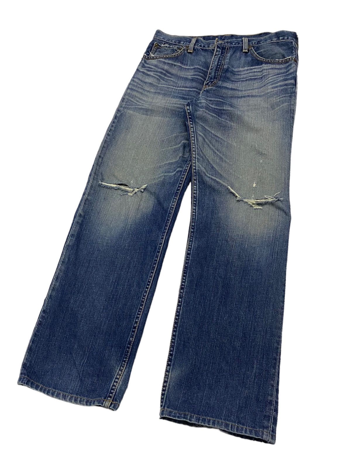 Levi's Levis Strauss 703 Distressed Denim Blue Jean Mud Washed Size US 31 - 2 Thumbnail