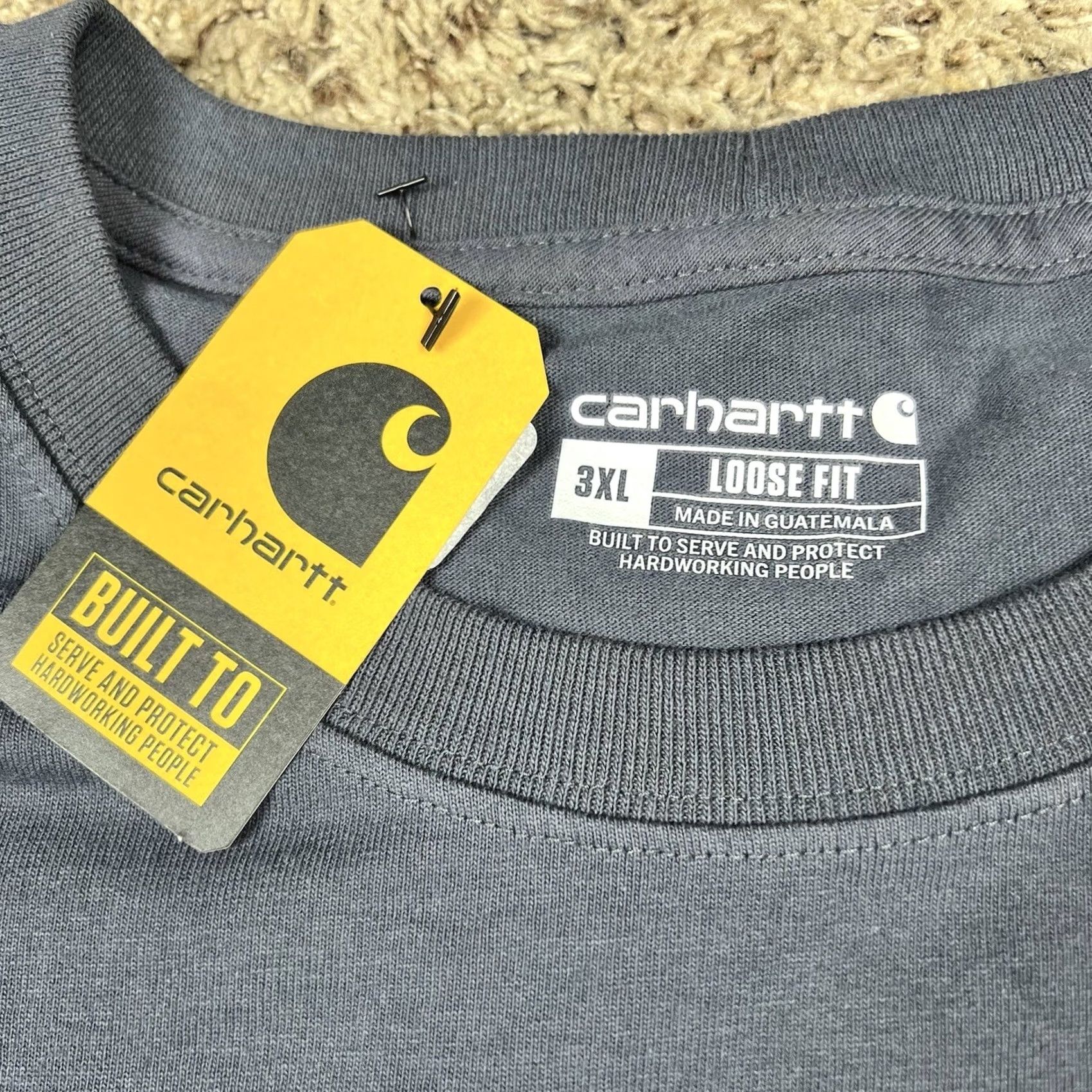 Carhartt VINTAGE Carhartt Shirt Mens 3XL Blue Gray 100% Cotton Pocket Logo Short Sleeve Crew Neck Loose Fit Size US XXL / EU 58 / 5 - 2 Thumbnail