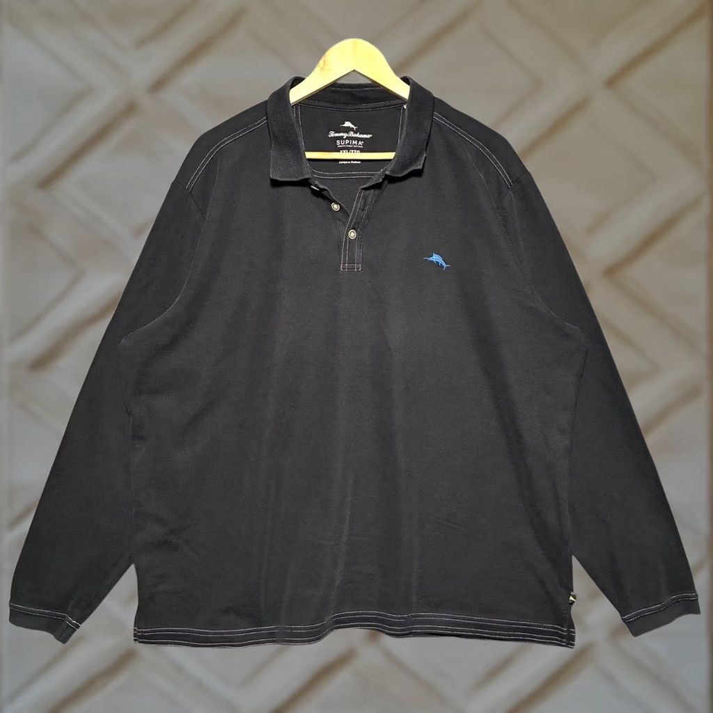 Tommy Bahama Tommy Bahama Polo Shirt Mens XXL Black Long Sleeve Supima Cotton Casual Size US XXL / EU 58 / 5 - 1 Thumbnail