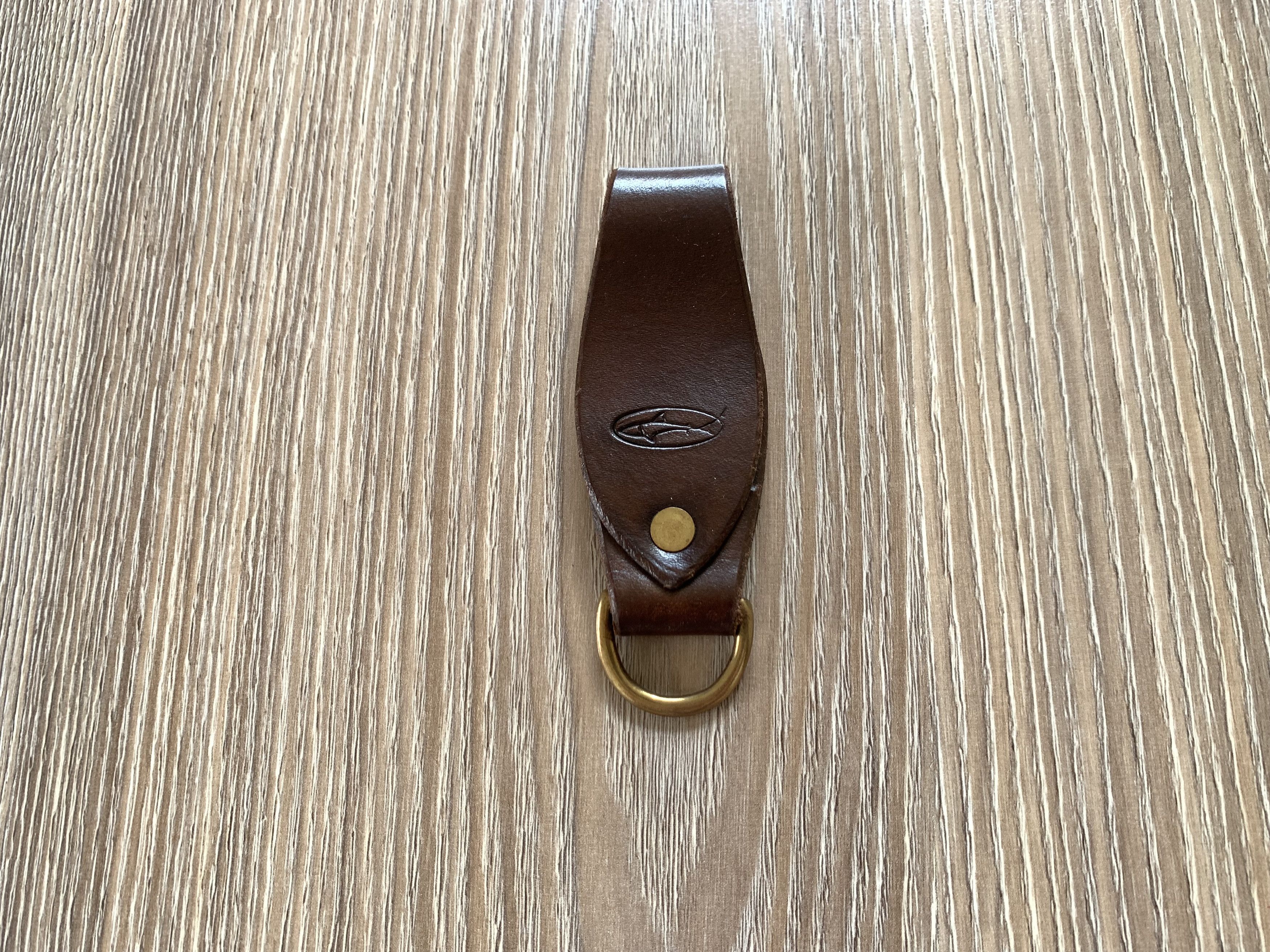 Handmade Brown Leather Keychain With Embossing Size ONE SIZE - 2 Thumbnail