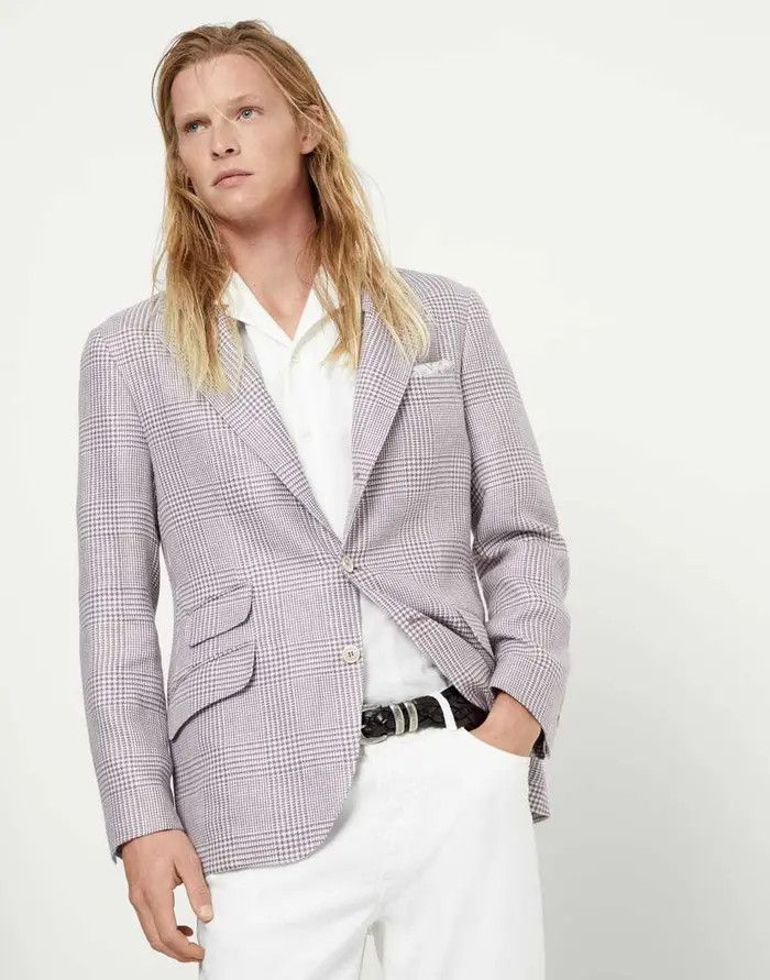 Brunello Cucinelli o1w1db10725 Jacket Linen in Purple Size US M / EU 48-50 / 2 - 1 Thumbnail