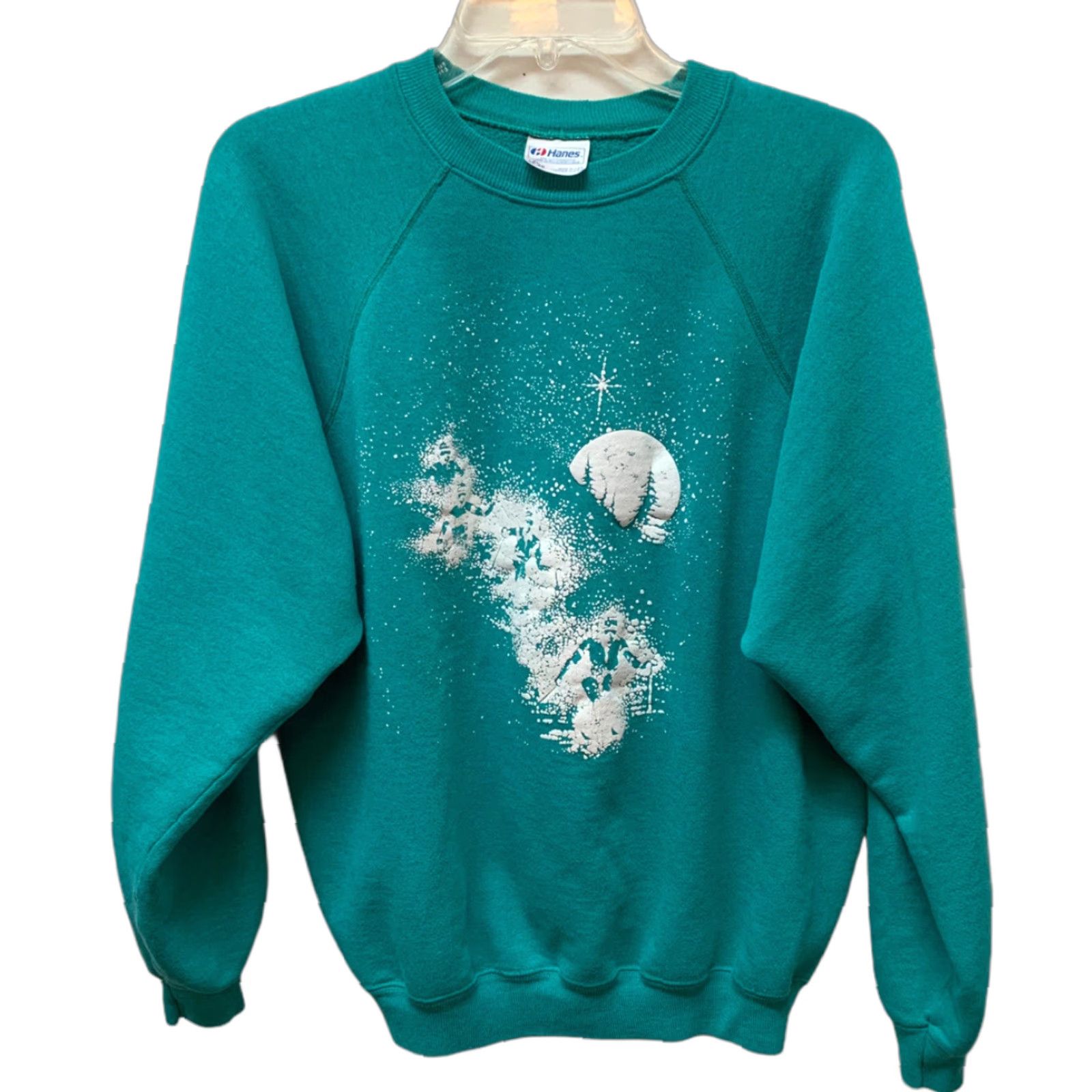 Hanes VINTAGE Hanes Ski Sweatshirt Unisex Size XL Green 1990s Cotton Blend Long Sleeve Made in USA Size US XL / EU 56 / 4 - 1 Thumbnail