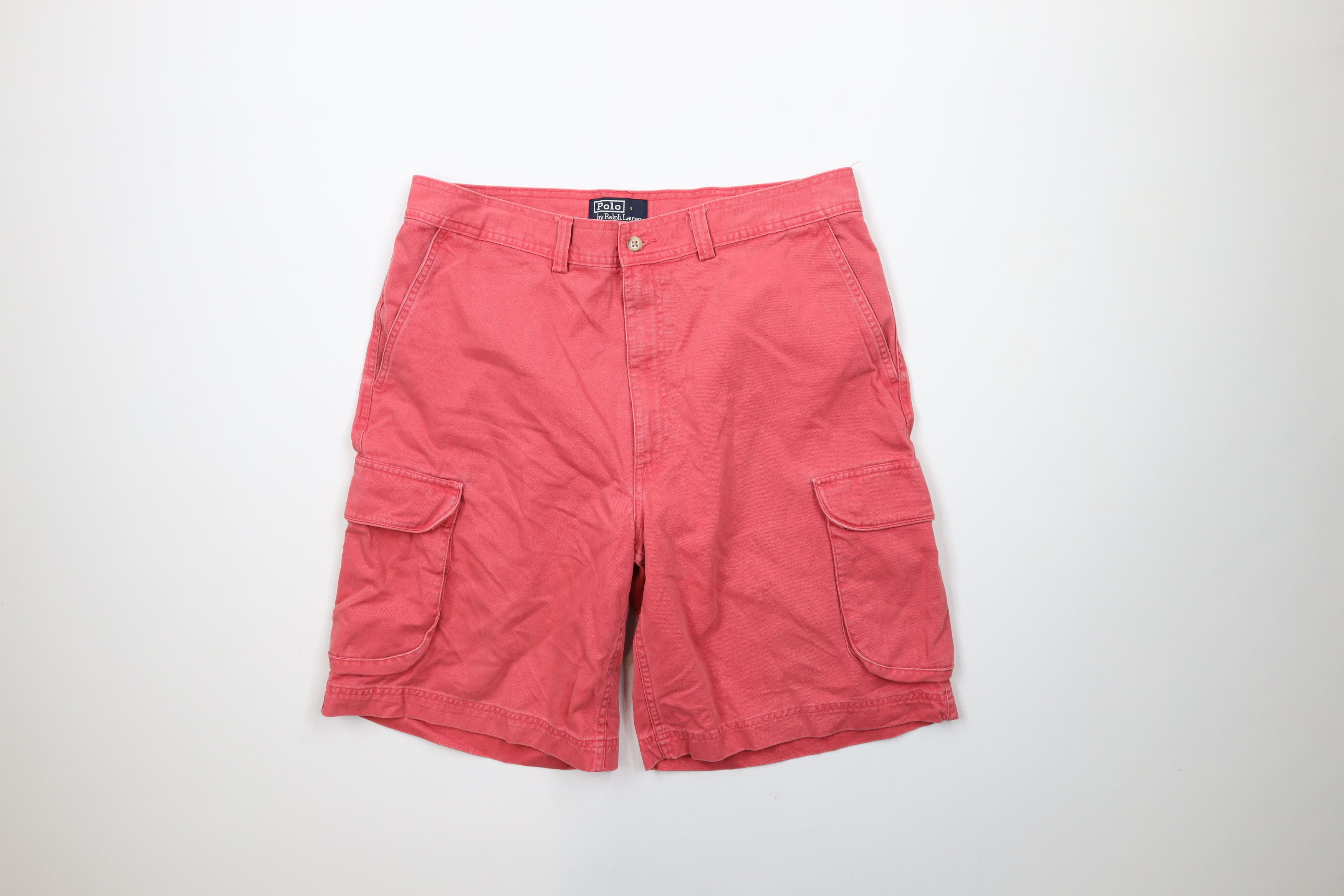 Ralph Lauren × Vintage Vintage 90s Ralph Lauren Out Heavyweight Cargo Shorts Pink Size US 35 - 1 Thumbnail