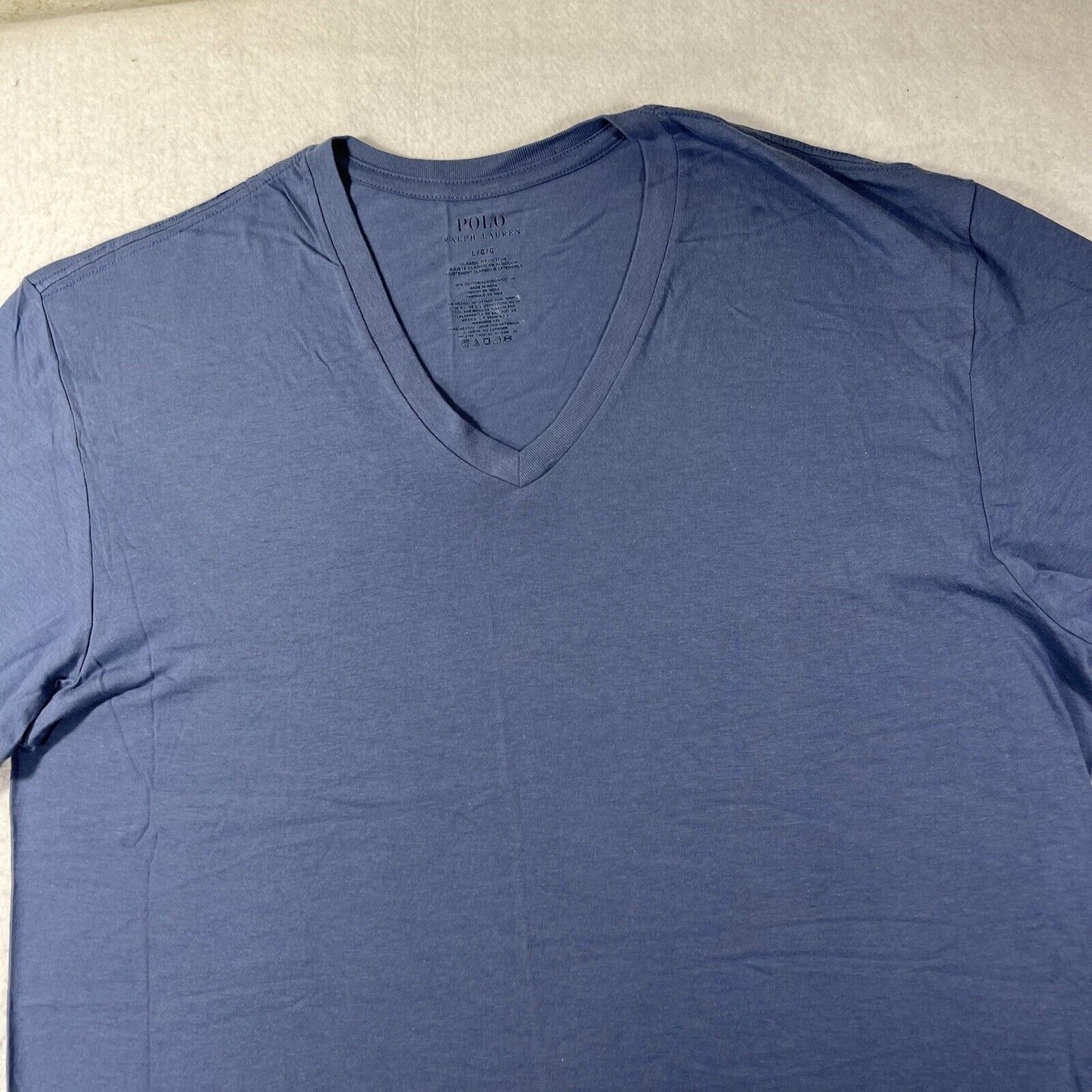 Polo Ralph Lauren Polo Ralph Lauren Large V-Neck Blue T Shirt Navy Pony Logo Size US L / EU 52-54 / 3 - 2 Thumbnail