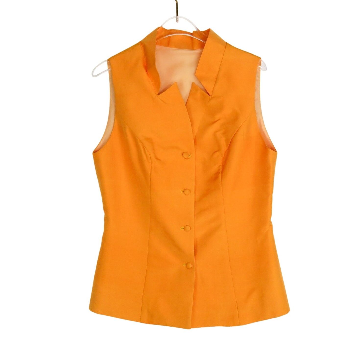 Vintage 1990s Vintage Orange Sleeveless Blouse Vest Top Small Size S / US 4 / IT 40 - 2 Thumbnail