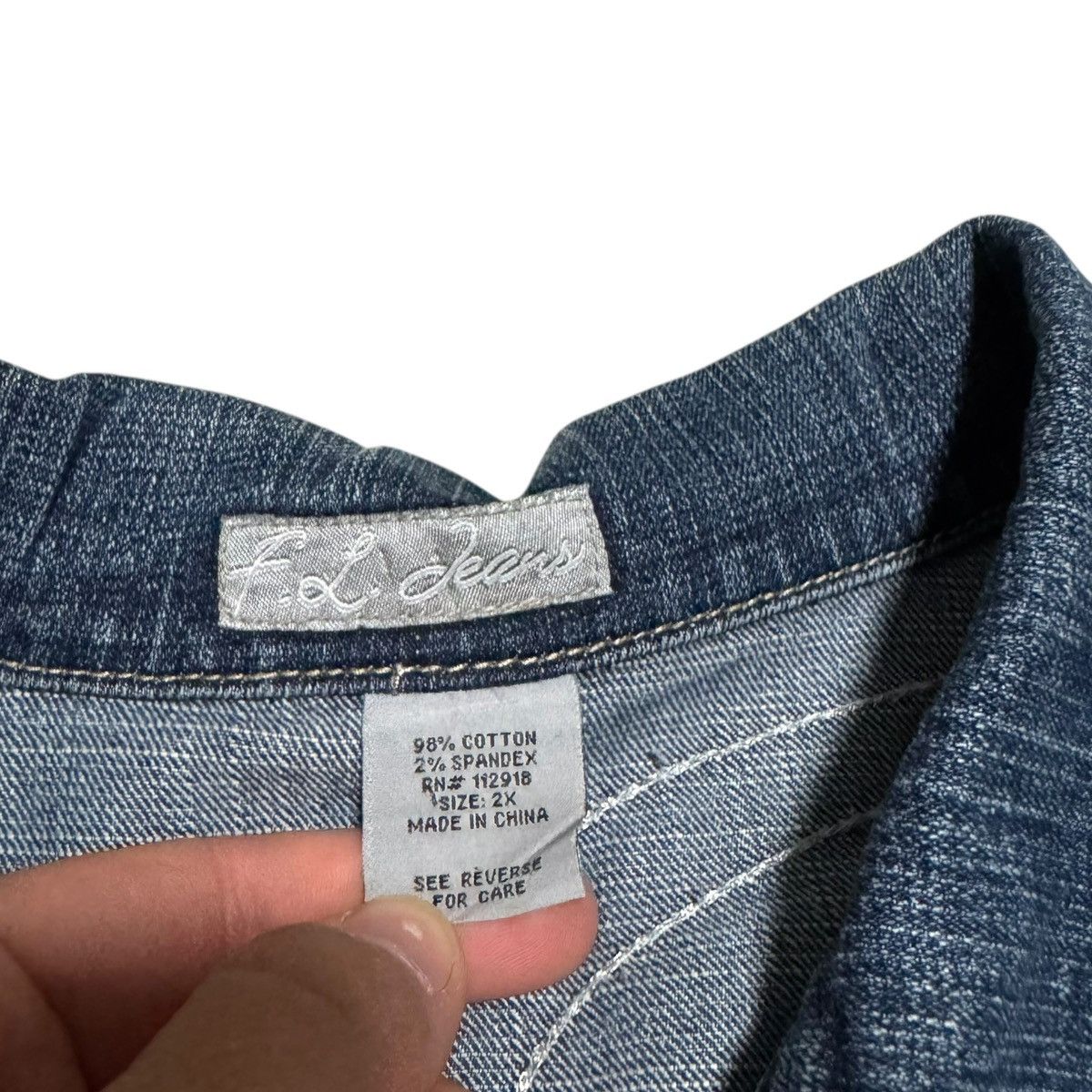 Other FL Jeans Embroidered Design Patterned Denim Jacket 2X Size XXL / US 16-18 / IT 52-54 - 5 Thumbnail