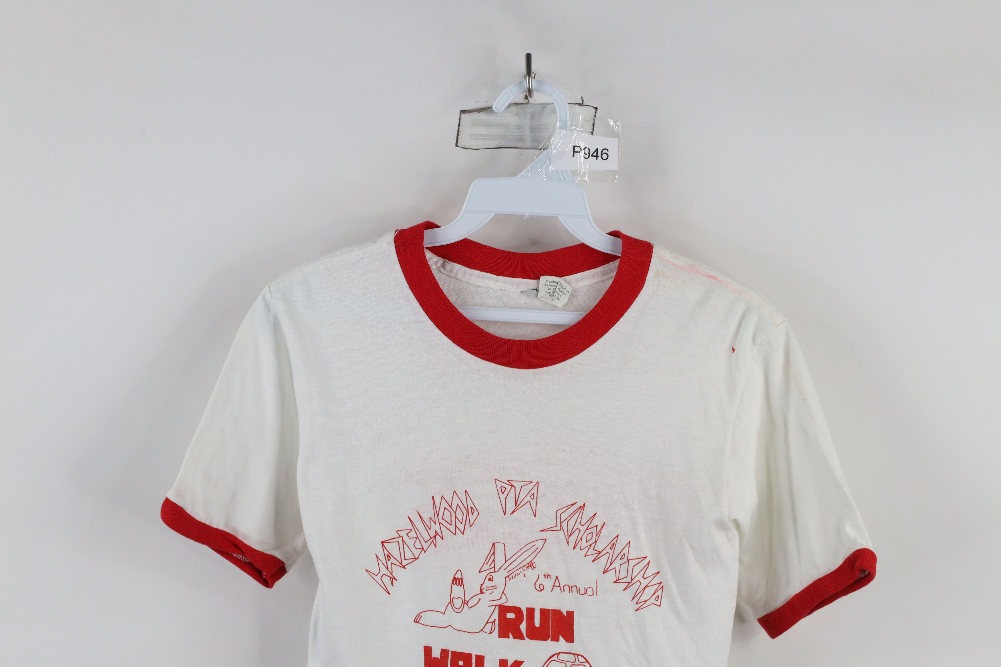 Vintage Vintage 80s Run Walk Short Sleeve Ringer T-Shirt USA Size S / US 4 / IT 40 - 2 Thumbnail
