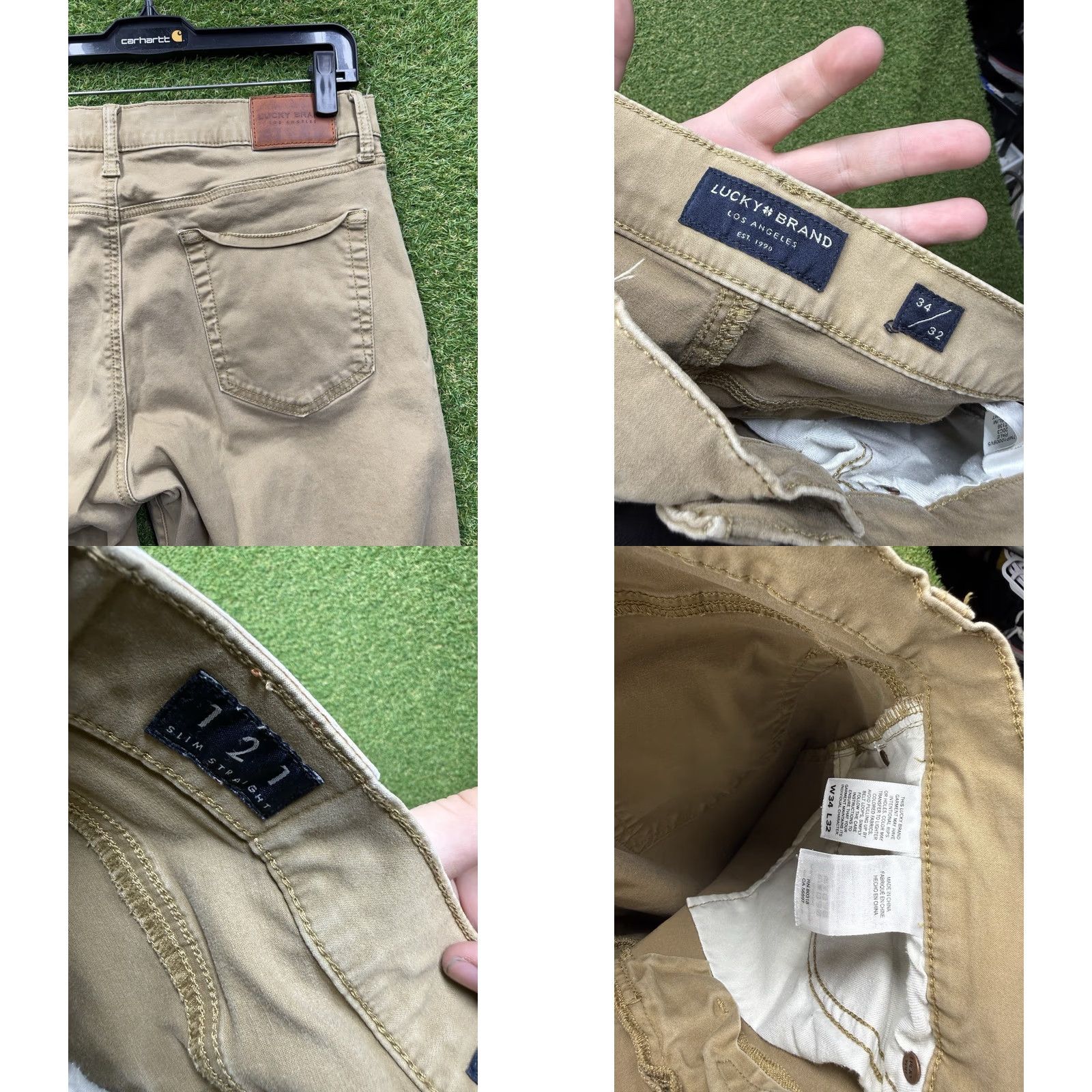 Lucky Brand Lucky Brand Jeans Slim Straight 34x32 Denim Beige Khaki 5-Pocket Logo 34 Regular Mens Jeans Size US 34 / EU 50 - 8 Thumbnail