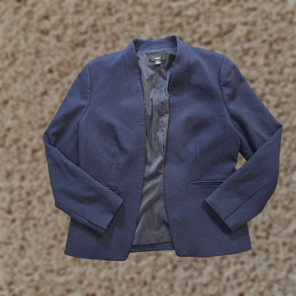 J.Crew J.CREW Blazer Womens Size 8 Blue Open Front Stretch Capsule Minimalist Career Shirt Size M / US 6-8 / IT 42-44 - 1 Thumbnail
