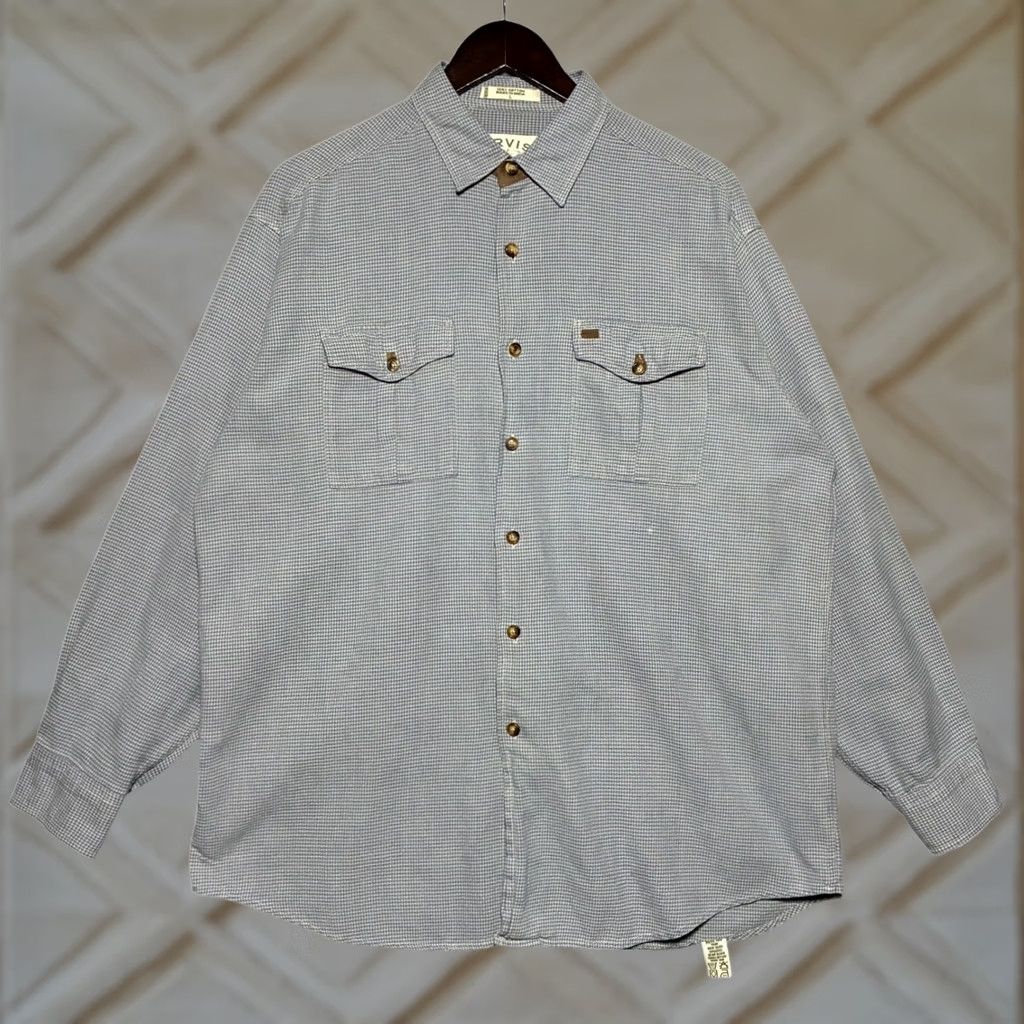 Orvis Orvis Shirt Mens Large Blue Houndstooth Double Pocket Button Down Flannel Shirt Size US L / EU 52-54 / 3 - 1 Thumbnail
