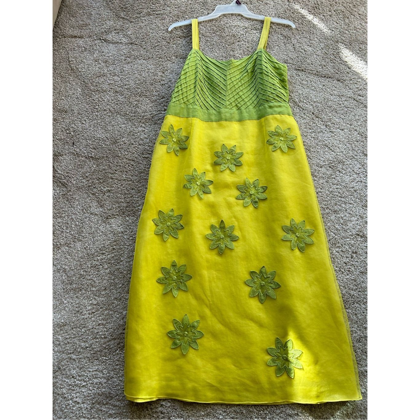 image of Donna Vinci Special Occasion Overlay Midi Dress With Floral in Yellow, Women's (Size XL)