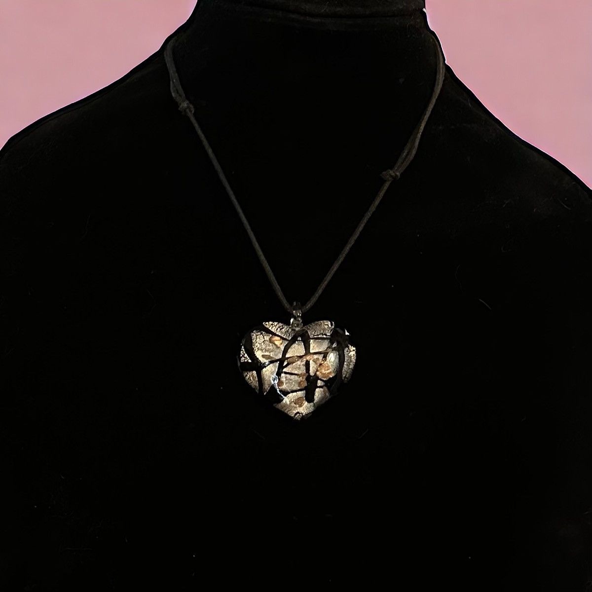 Vintage Vintage Murano glass heart pendant cord necklace Size ONE SIZE - 1 Thumbnail