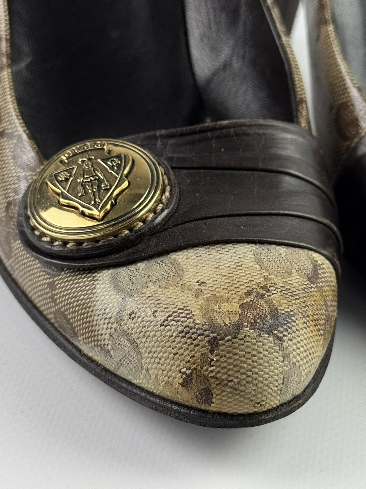 Gucci Gucci GG Monogram Brown Marmont Patent Heels Leather Shoes Size US 6 / IT 36 - 13 Thumbnail