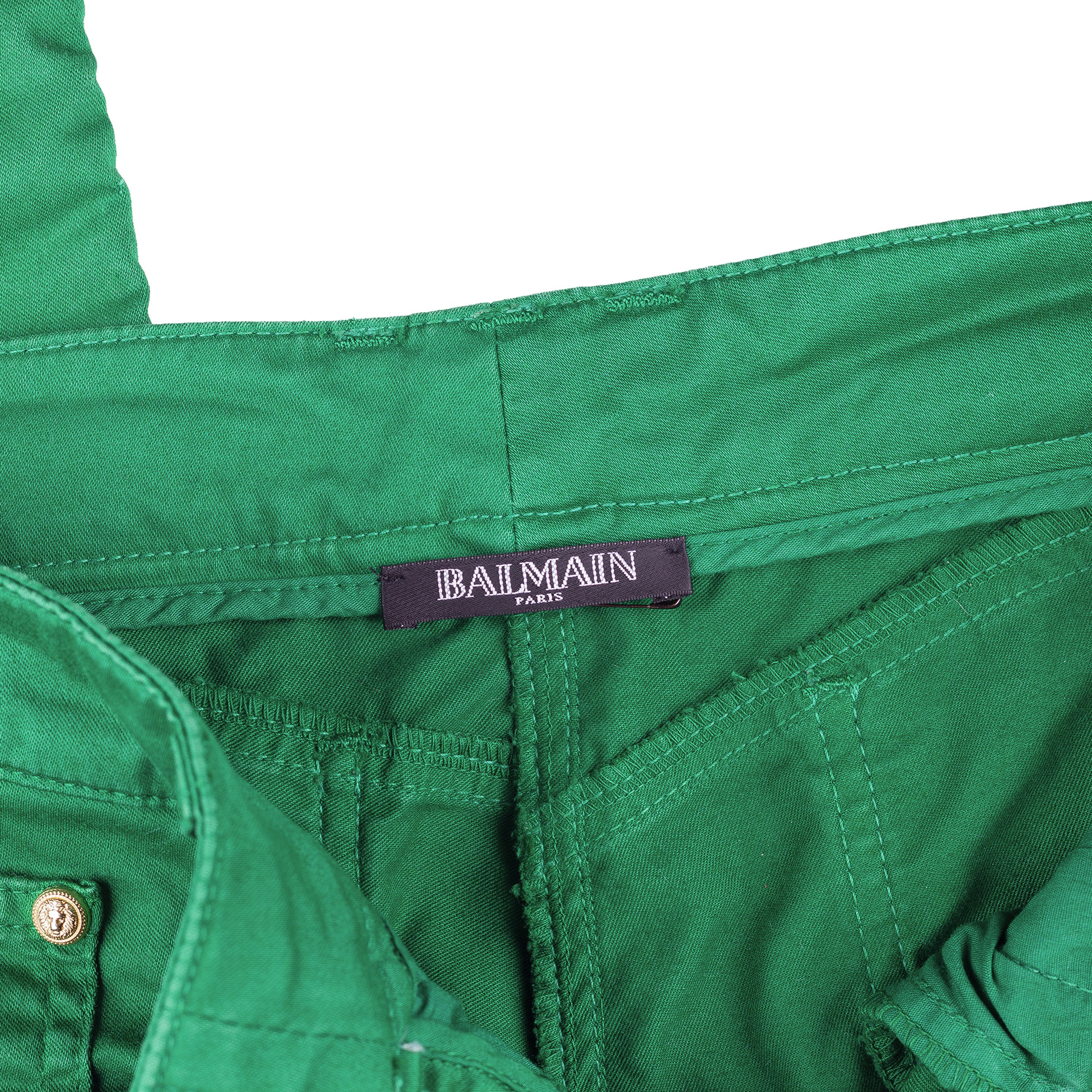 Balmain Balmain Paris Vivid Green Biker Skinny Jeans Size 25" / US 0 / IT 36 - 10 Thumbnail