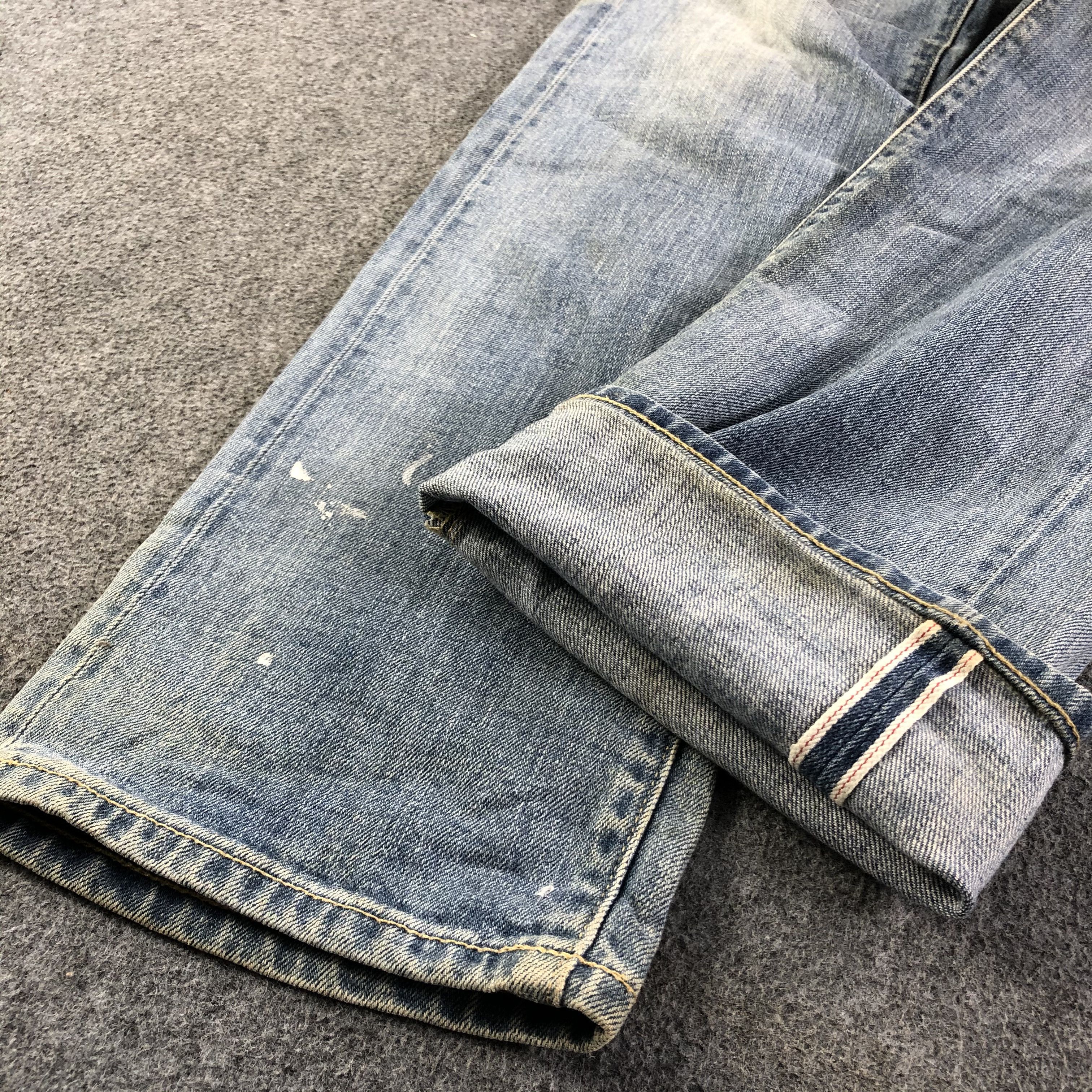Japanese Brand Uniqlo Jeans Light Wash Redline Denim -J2735 Size US 35 - 5 Thumbnail