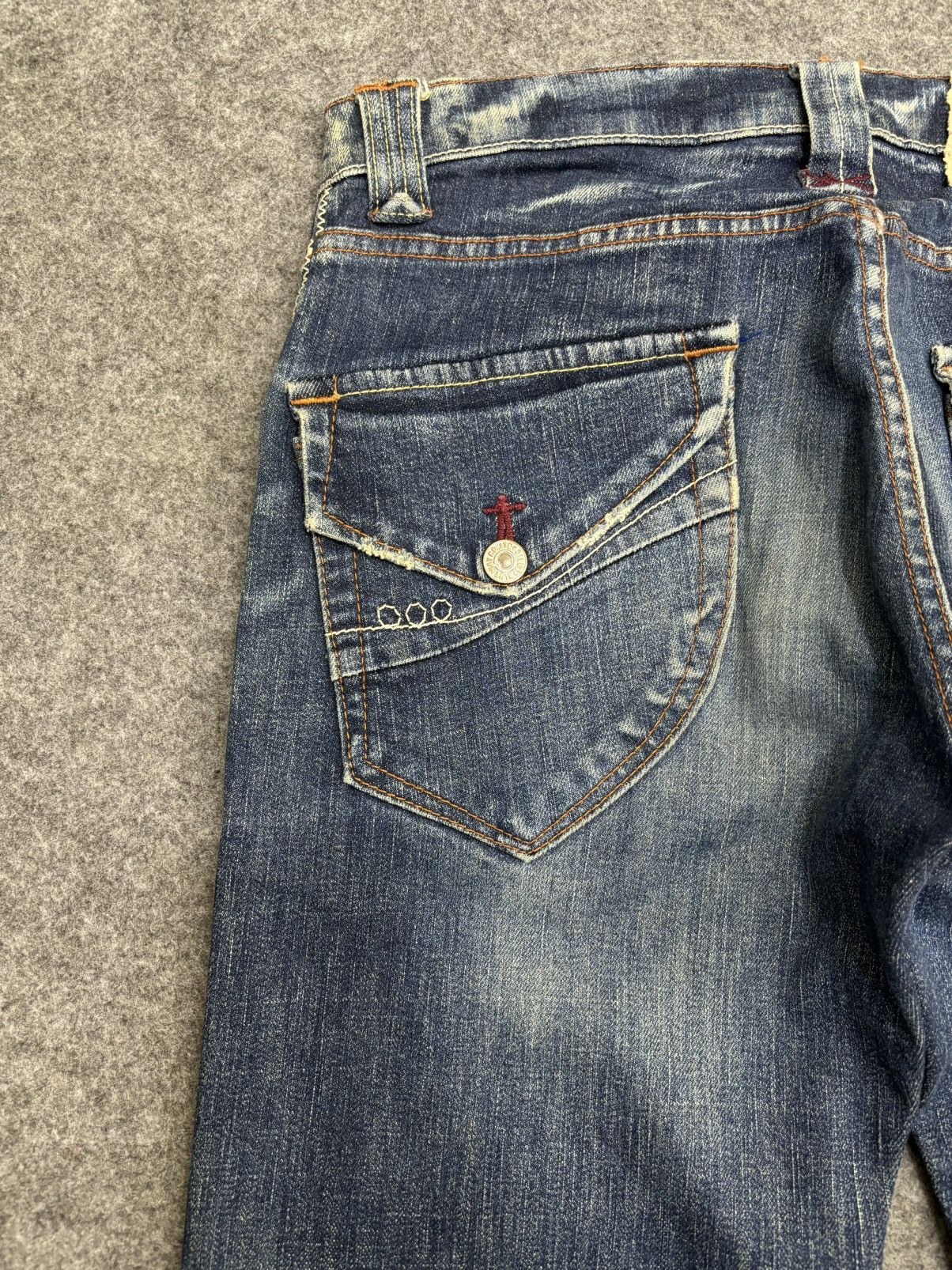 Japanese Brand 💥Super Flare💥Vtg 90s Style Blue Way StoneWash Denim F472 Size US 32 / EU 48 - 18 Thumbnail