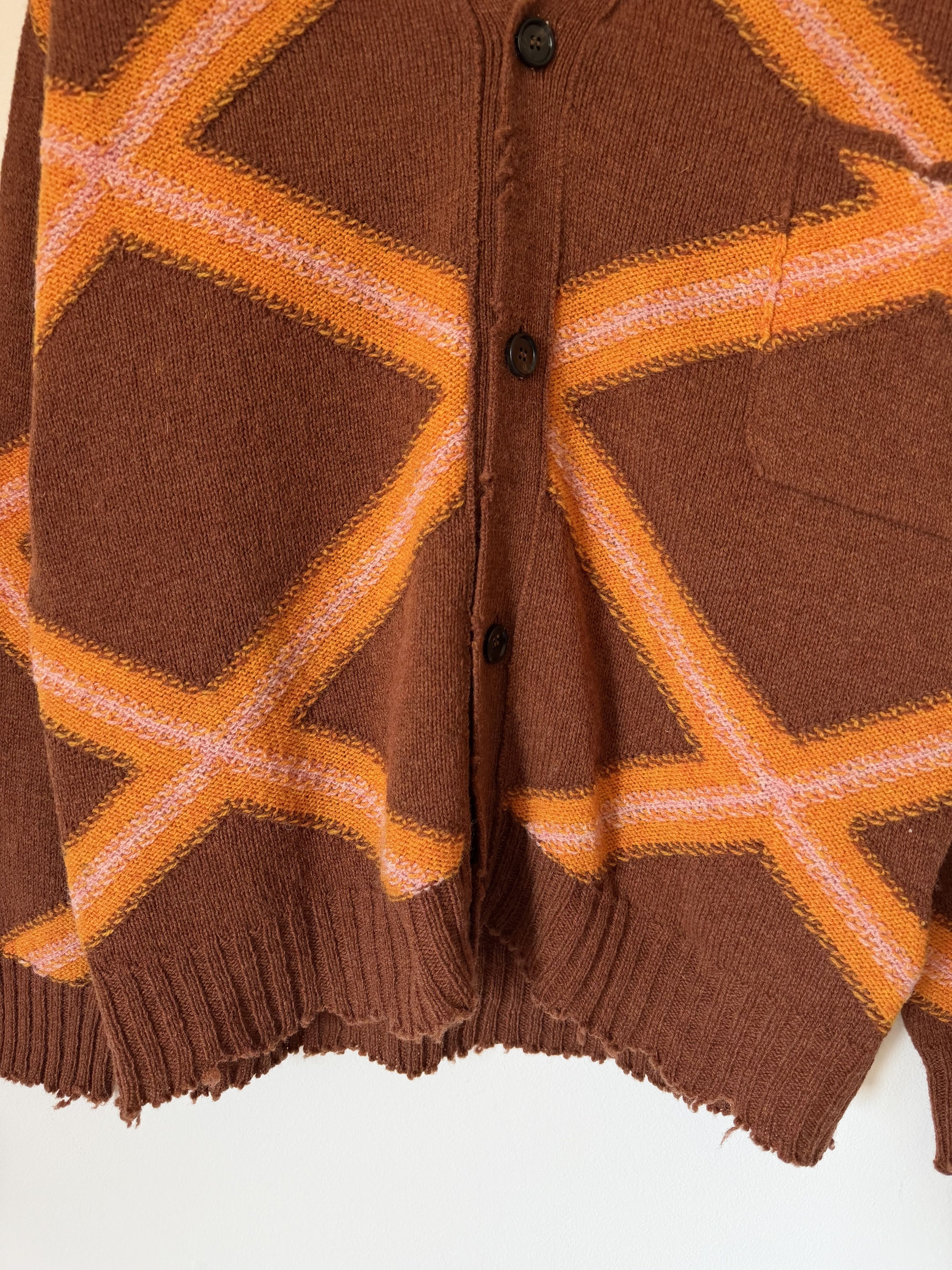 Marni Marni Broken Macro Argyle Gauge Cardigan in Brown Size US M / EU 48-50 / 2 - 3 Thumbnail