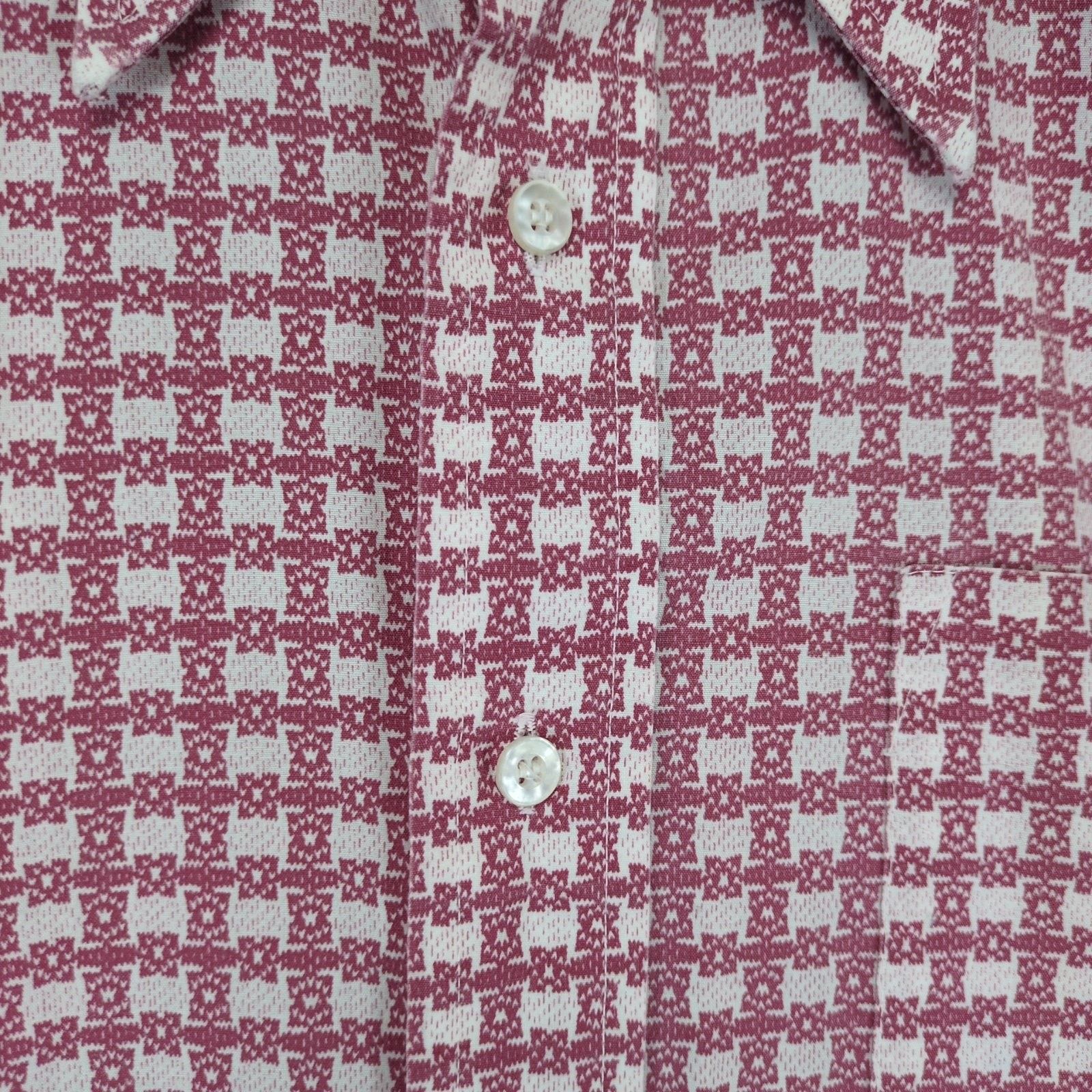 Vintage Demos Mens L Button Up Shirt Spread Pointed Collar Geometric Size US L / EU 52-54 / 3 - 6 Thumbnail