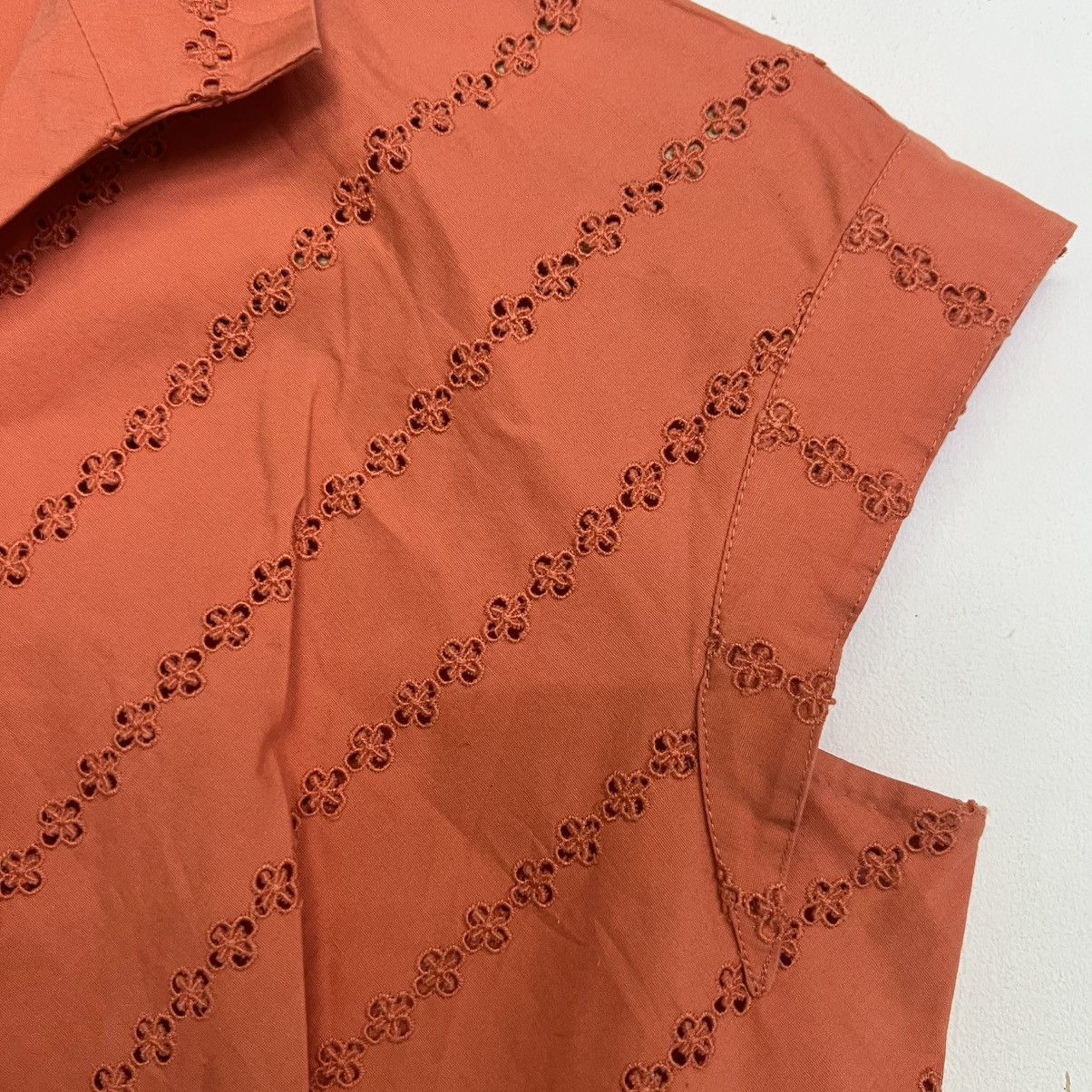 Hanae Mori HANAE MORI DEUX Vintage Casual Summer Eyelet Blouse Size XS / US 0-2 / IT 36-38 - 3 Thumbnail