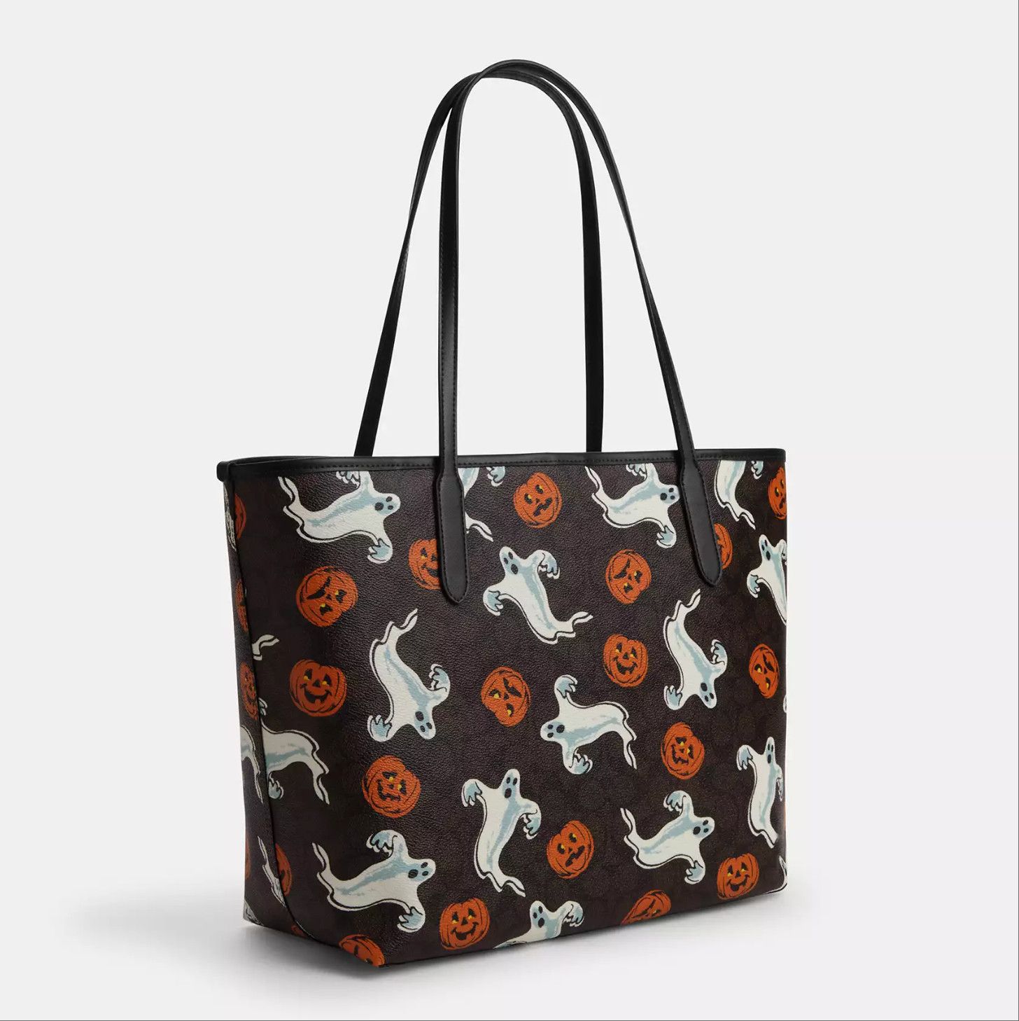 Coach City Tote Bag In Signature Canvas With Halloween Print CCE69 Size ONE SIZE - 10 Thumbnail