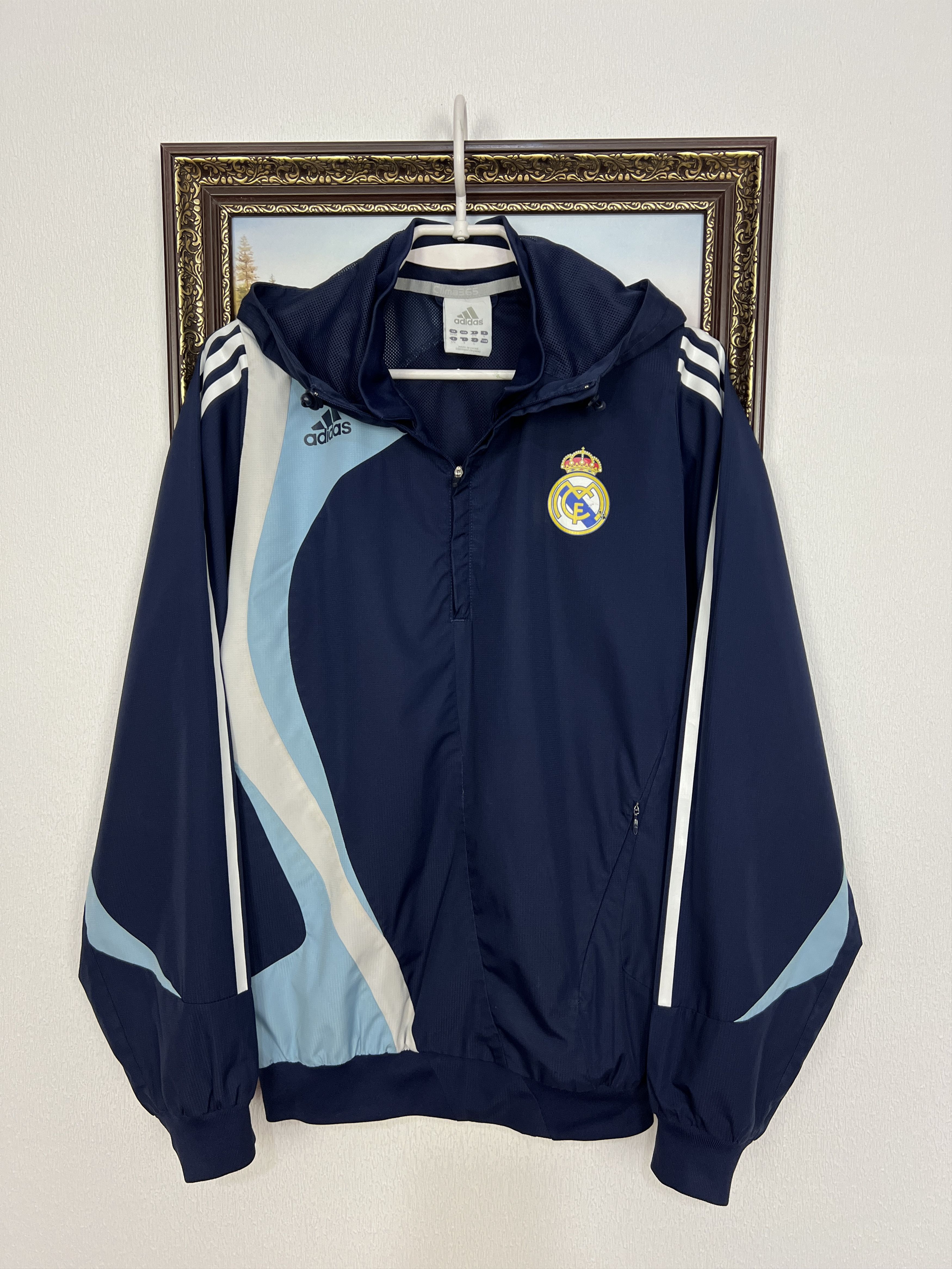Adidas Vintage Real Madrid Football Jacket Soccer Hooded Track Top Size US M / EU 48-50 / 2 - 1 Thumbnail