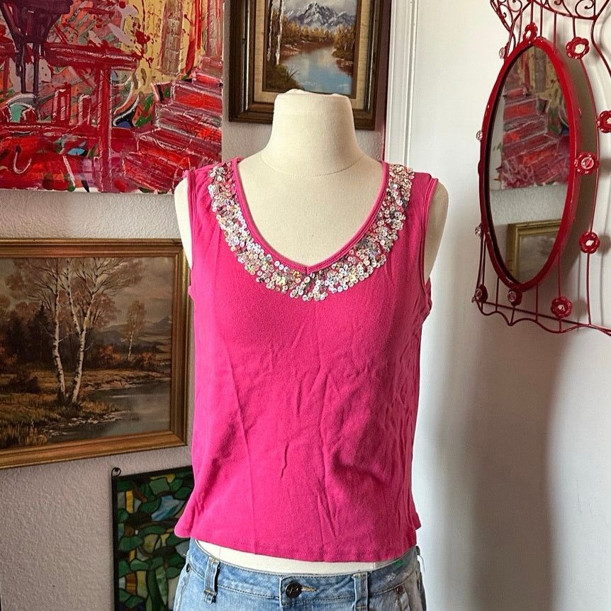 Other no brand pink sequin tank top Size XL / US 12-14 / IT 48-50 - 1 Thumbnail