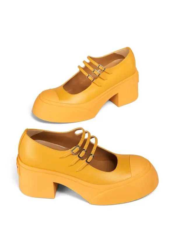 Marni oc11z0525 Buckle Strap Leather Pumps in Yellow Size US 7 / IT 37 - 5 Thumbnail