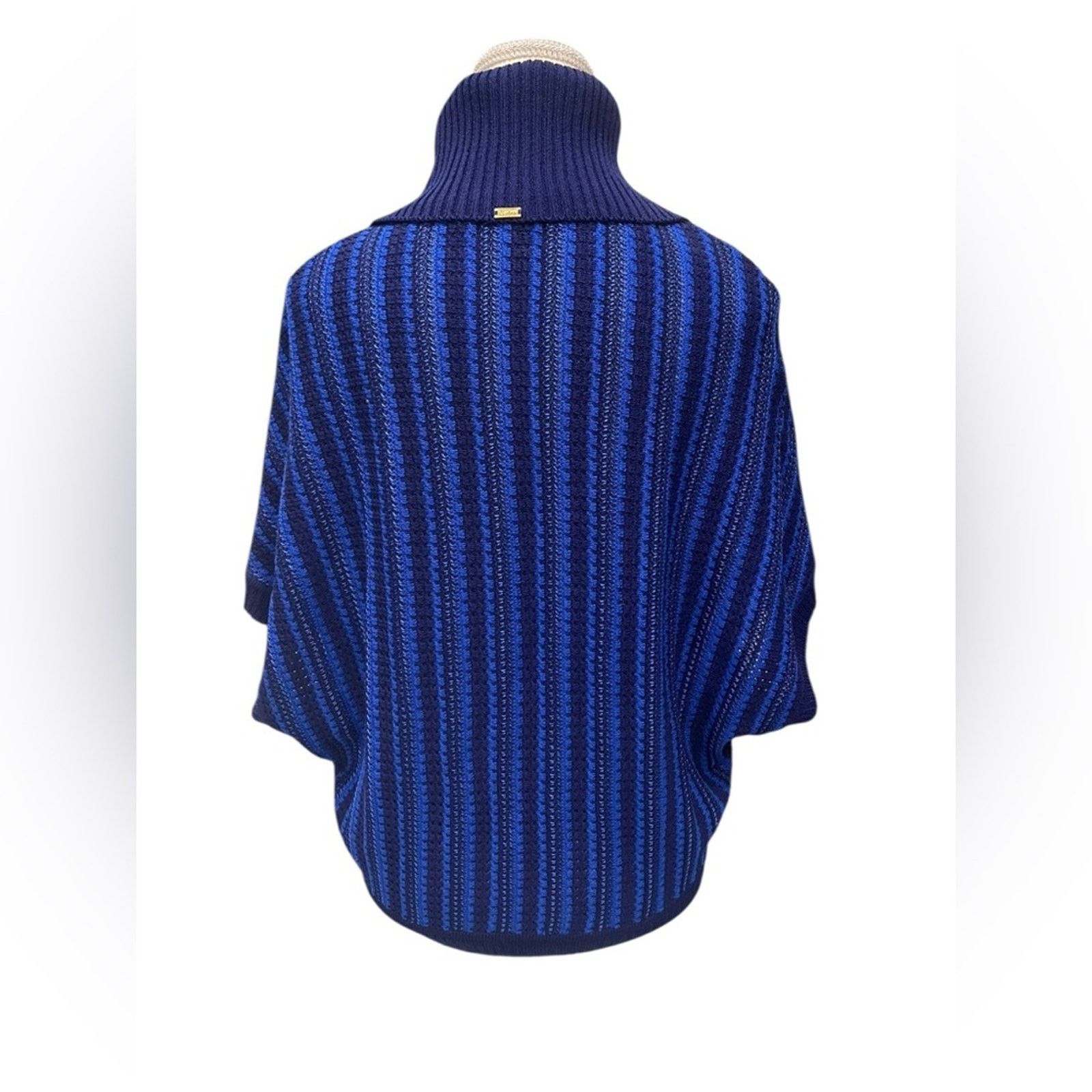 St. John St. John Navy and Royal Blue Cowl Neck Sweater Size:S Size S / US 4 / IT 40 - 4 Thumbnail