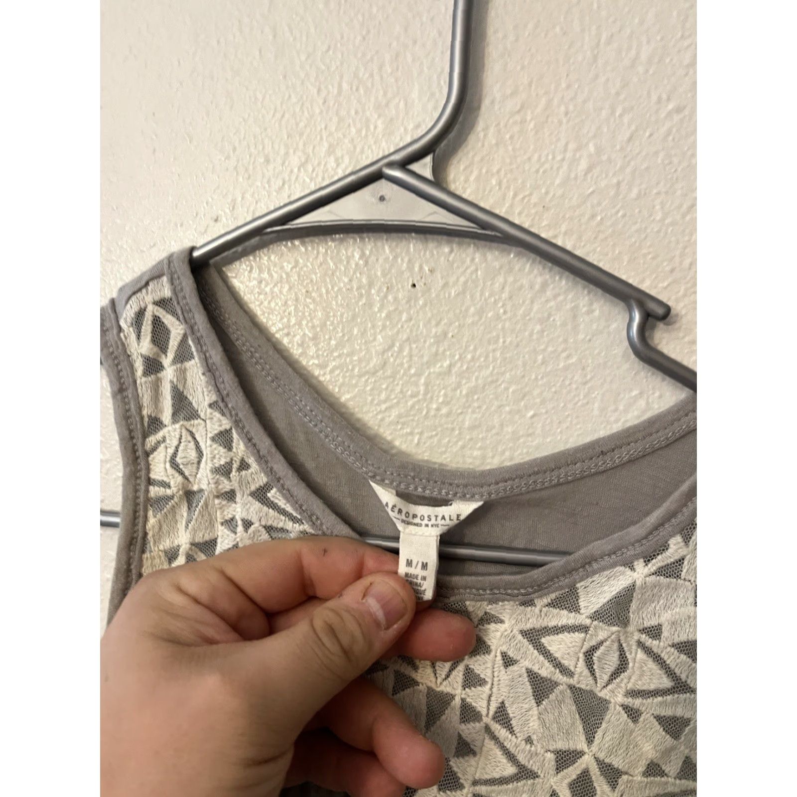 Aeropostale VINTAGE Aeropostale Gray Tank Top Women M Lace - Tank - Teens - Size Medium - Gray - Shirt - Women Size M / US 6-8 / IT 42-44 - 3 Thumbnail