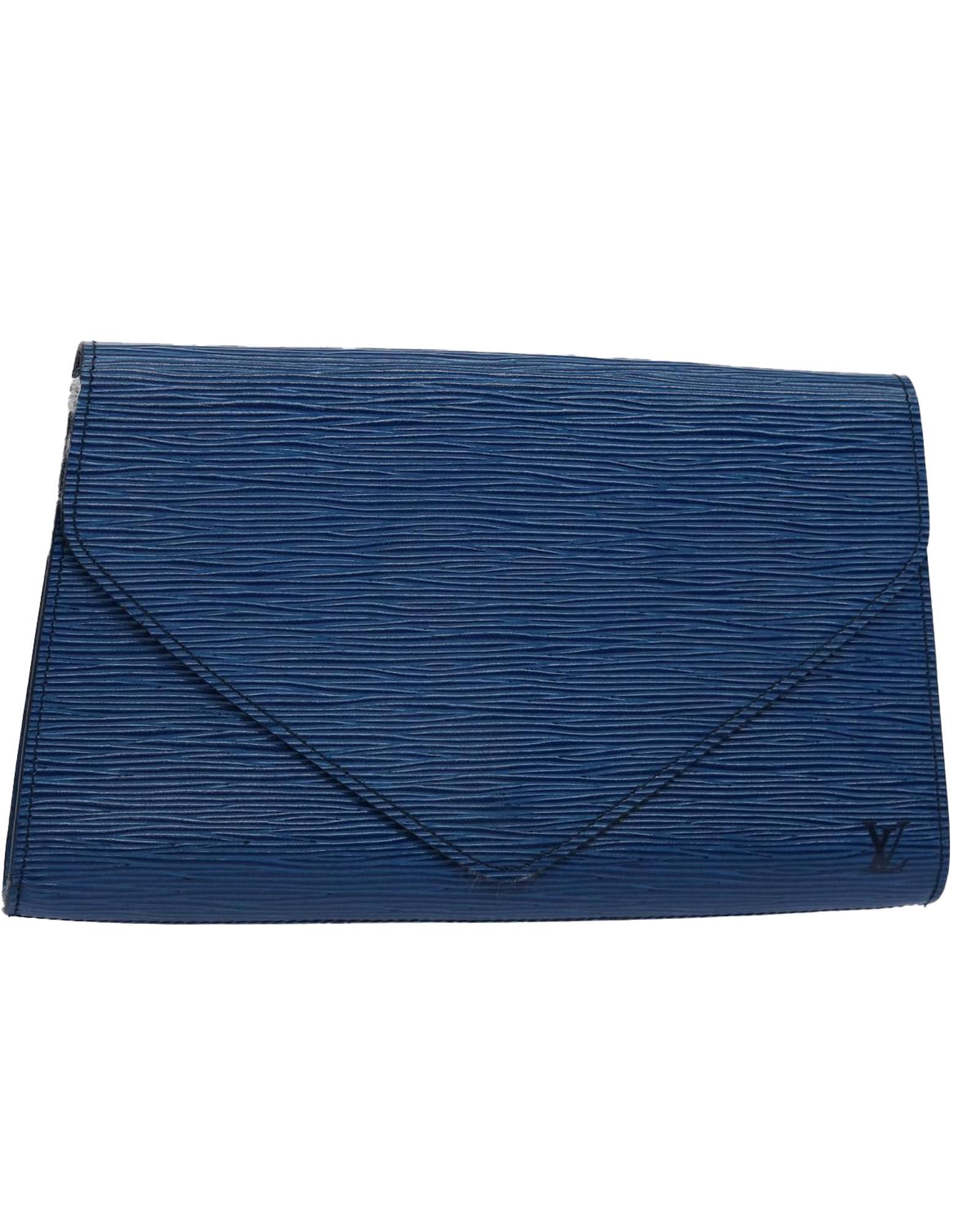 image of Louis Vuitton Blue Epi Leather Art Deco Clutch Bag With Metal Fittings, Women's