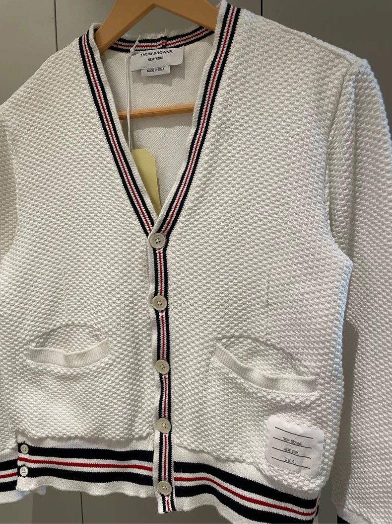 Thom Browne Thom browne White striped pattern knitted cardigan jacket 2 Size US XS / EU 42 / 0 - 4 Thumbnail