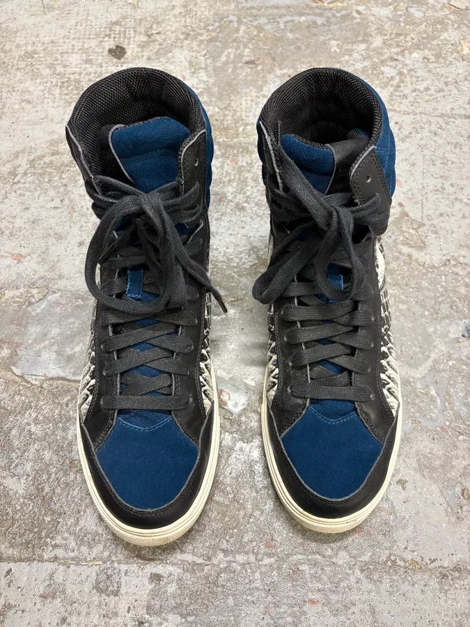Just Cavalli AW2008 Cavalli Snakeskin Effect Blue & Black High Sneakers Size US 9.5 / EU 42-43 - 2 Thumbnail