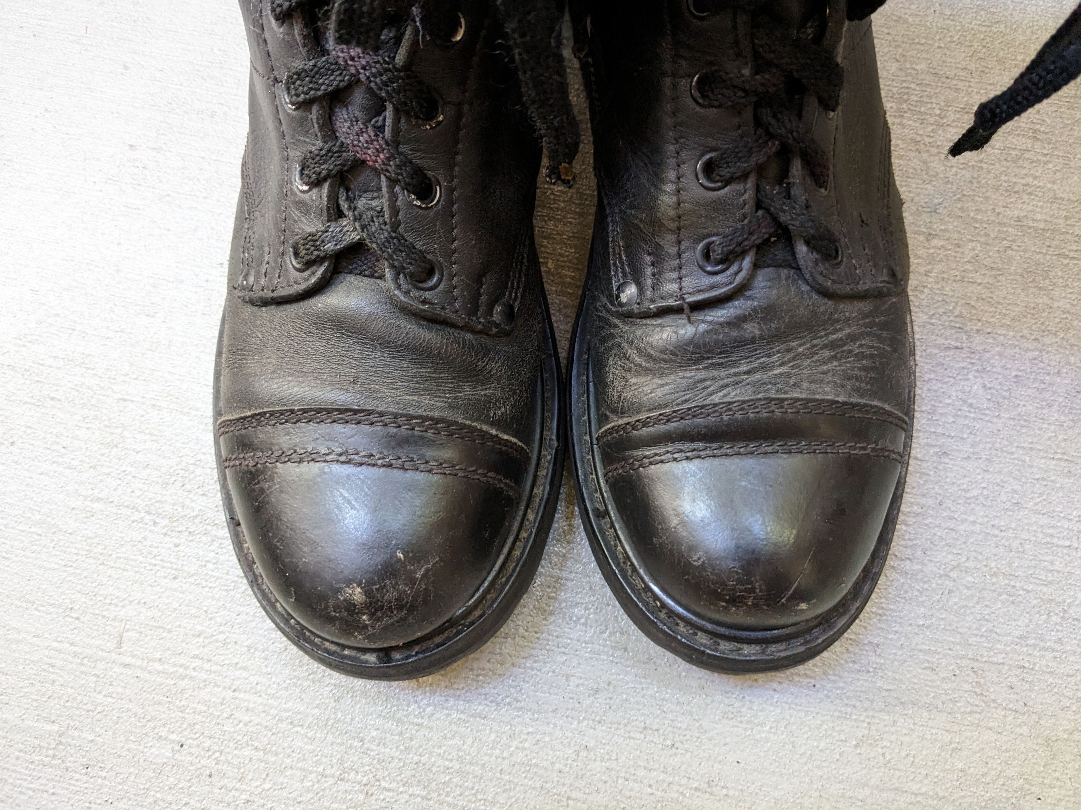 Genuine Leather Vintage Combat Boots Black 9.5 Leather Chunky Biker Moto Size US 9.5 / EU 42-43 - 5 Thumbnail