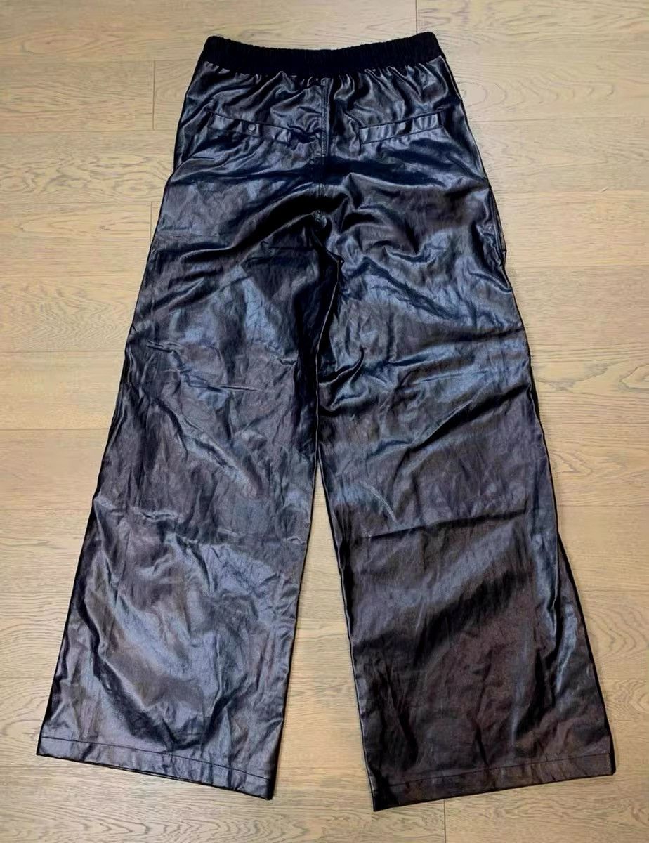 Japanese Brand × Vintage Elastic Waist Glossy Black Pu Leather RO Style Pants Size US 31 - 7 Thumbnail