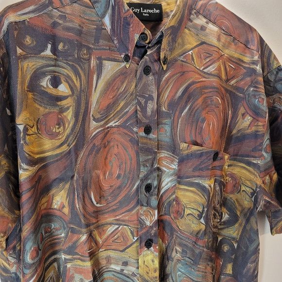Guy Laroche Guy Laroche Paris Multicolor Abstract Men's Shirt - Size Lg Size US L / EU 52-54 / 3 - 4 Thumbnail