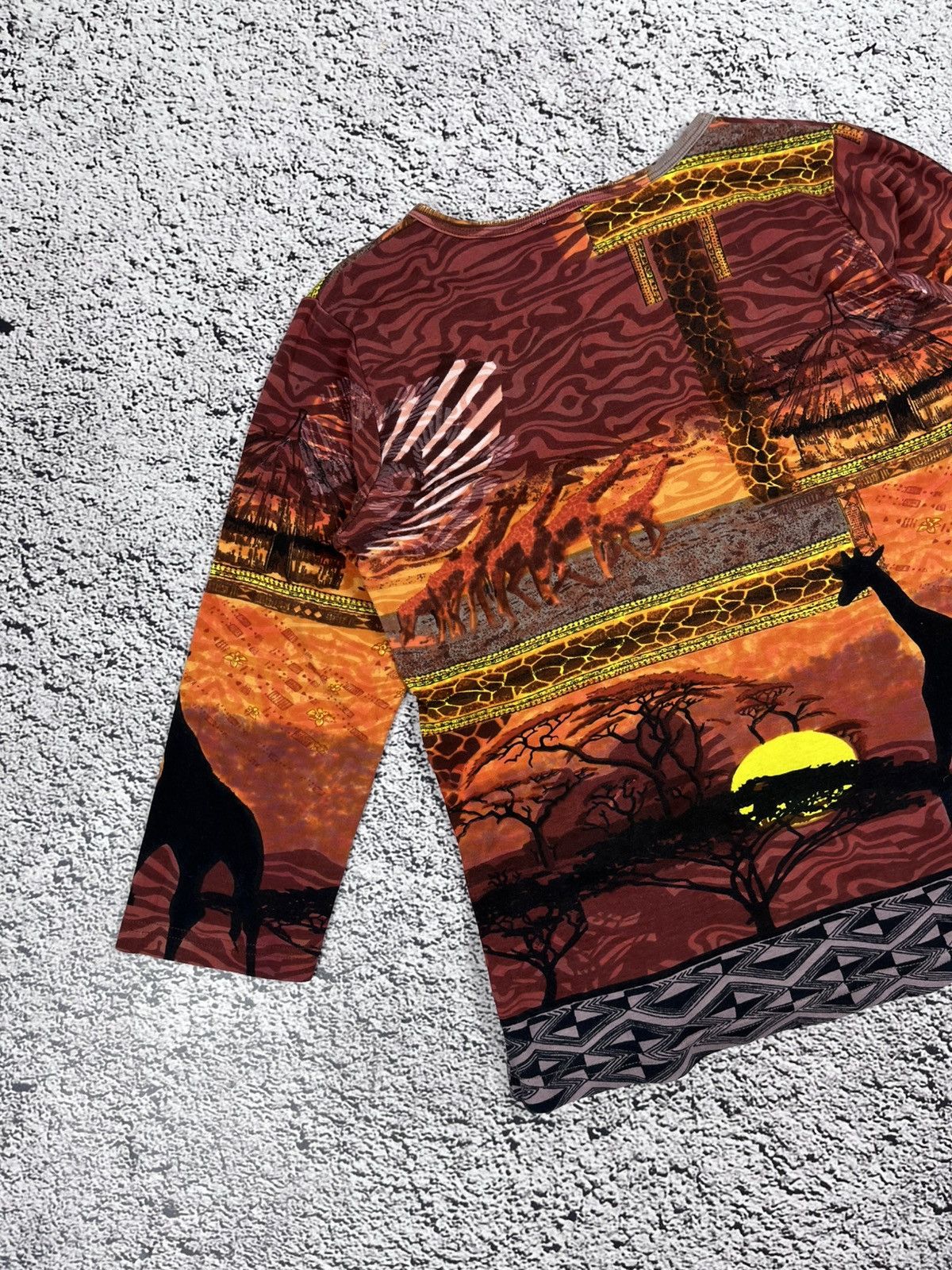 Japanese Brand Vintage 90s African Safari Giraffe Sunset Beaded Top Size M / US 6-8 / IT 42-44 - 8 Thumbnail