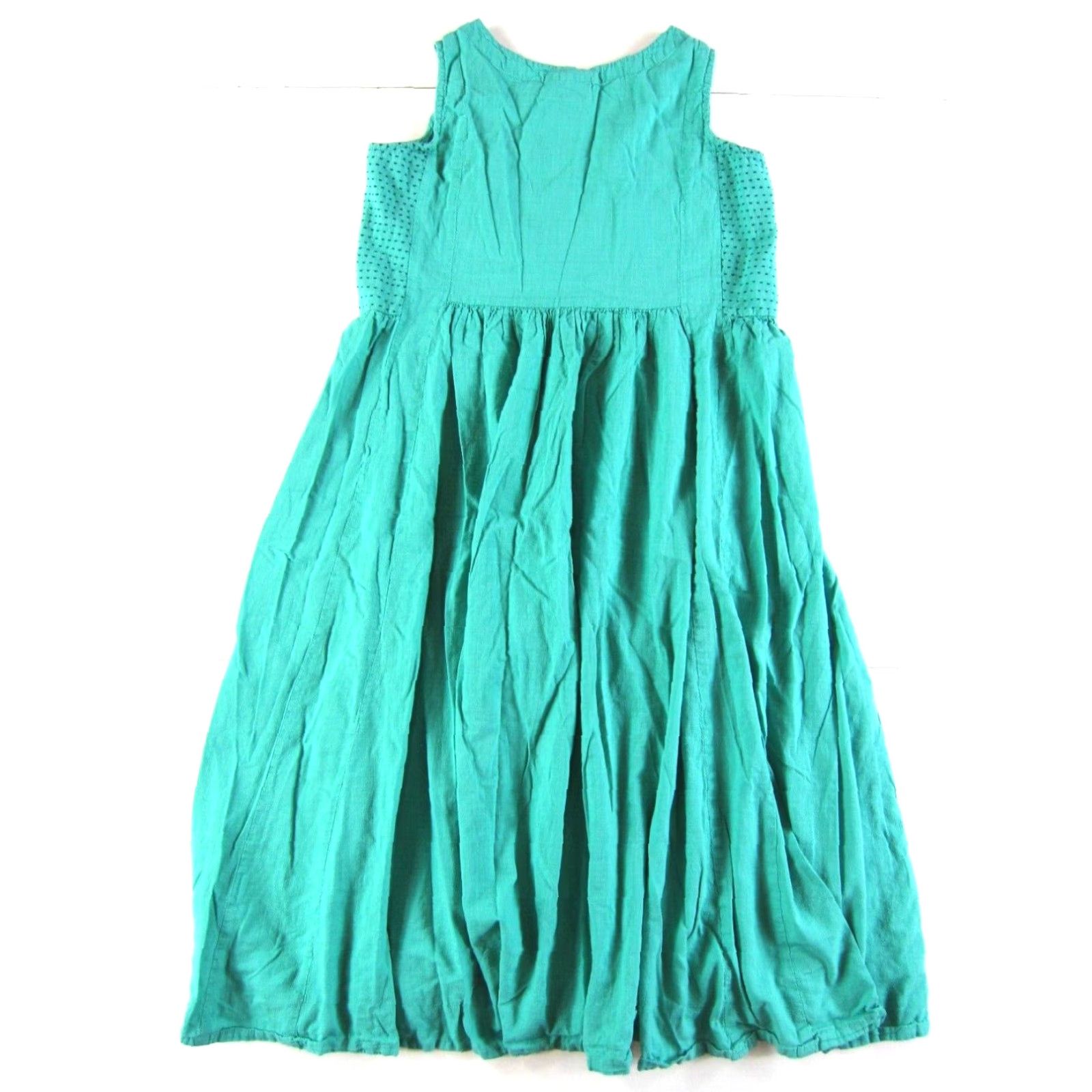 Vintage Utsa Maxi Floral Embroidered 100% Cotton Sleeveless Sheath XS Blue Green Women Dress Size XS / US 0-2 / IT 36-38 - 2 Thumbnail