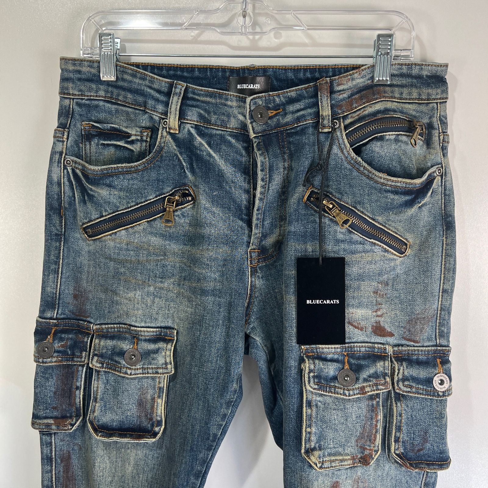 Other Bluecarats Spade Slim Fit Cargo Pockets Jeans Distressed Size US 33 - 2 Thumbnail