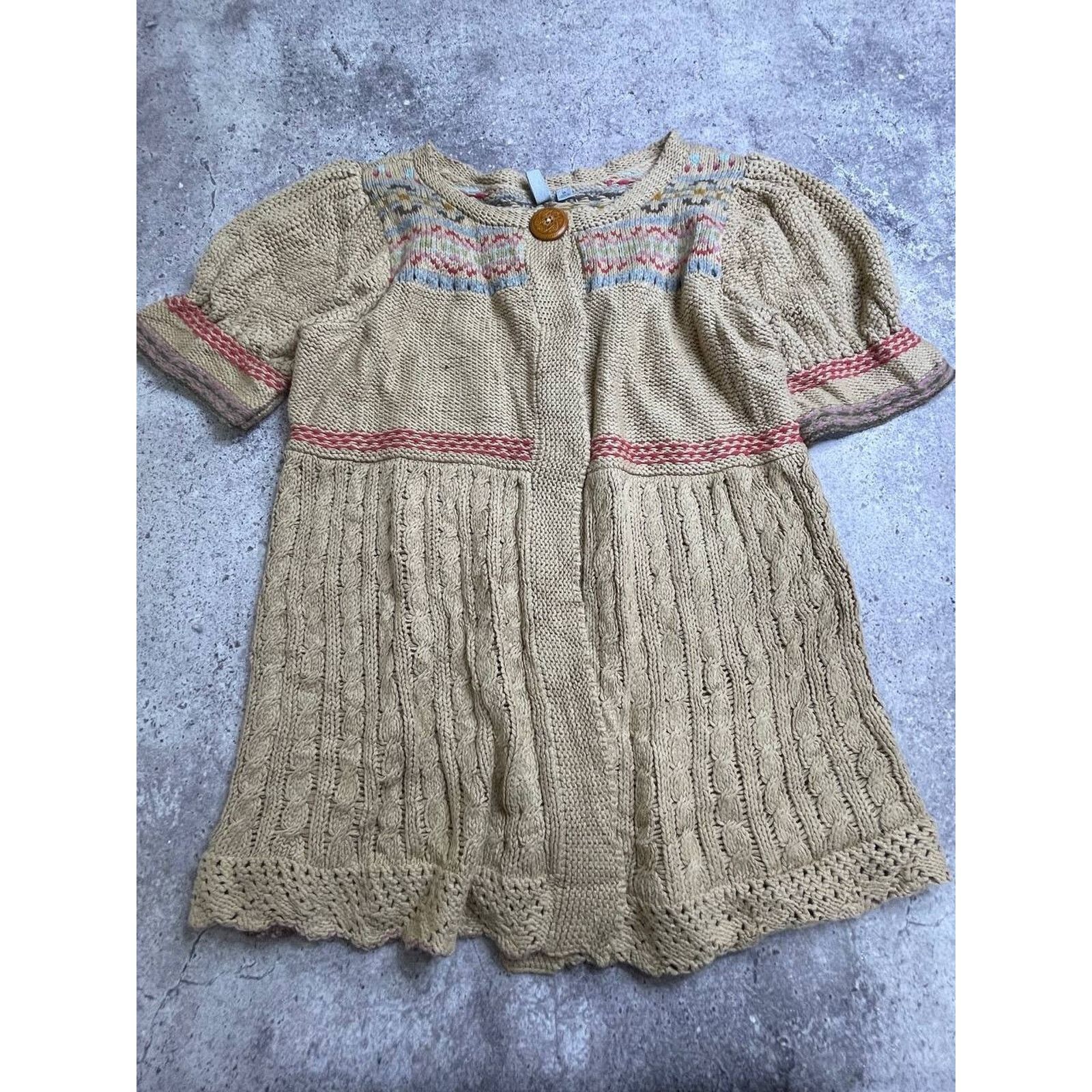 Vintage Vintage Caslon Boho Knit Short Sleeve Cardigan Beige Fair Size XL / US 12-14 / IT 48-50 - 1 Thumbnail