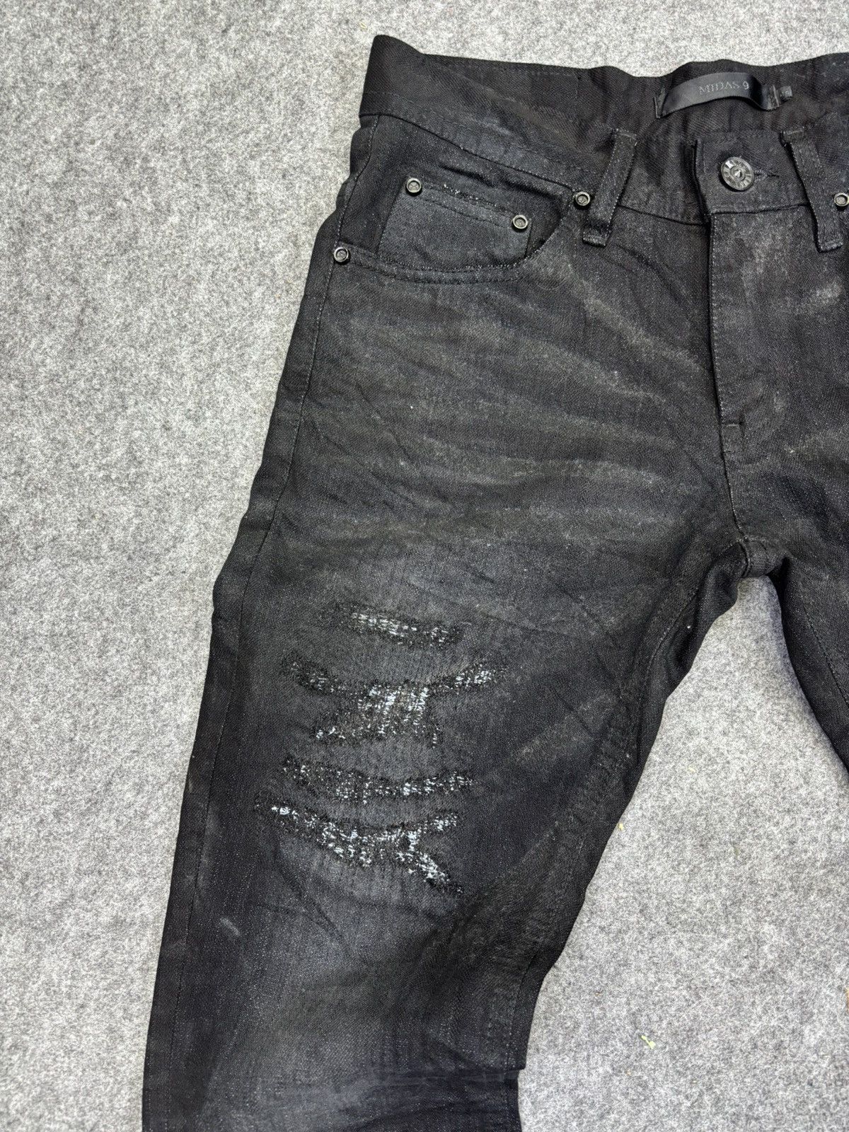Japanese Brand 💥Flare💥Midas9 Rip&Repair Style Flare Denim F776 Size US 29 - 4 Thumbnail