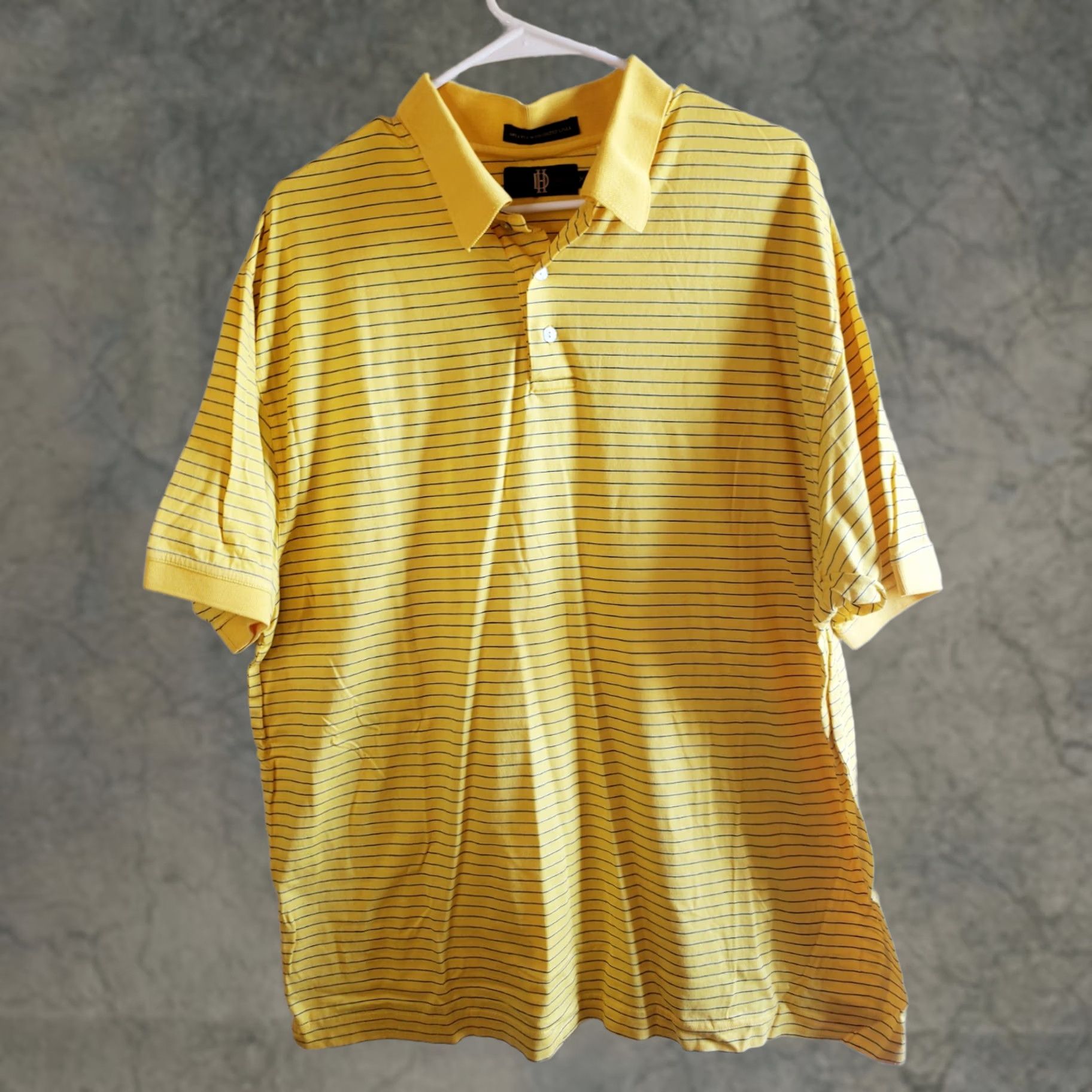 Vintage Devon Harris Polo Shirt Men XL Yellow Striped Short Sleeve Golf Casual Shirt Size US XL / EU 56 / 4 - 1 Thumbnail