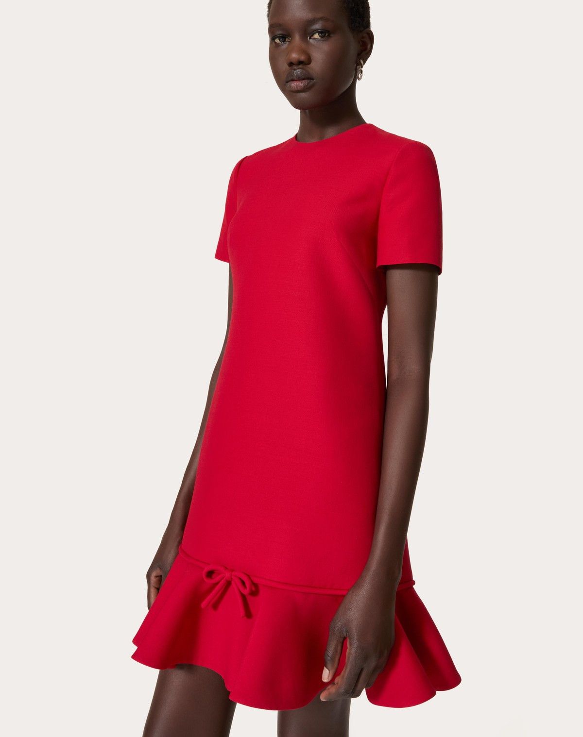 Valentino o1s1wg110525 Crepe Couture Short Dress in Red Size M / US 6-8 / IT 42-44 - 5 Thumbnail