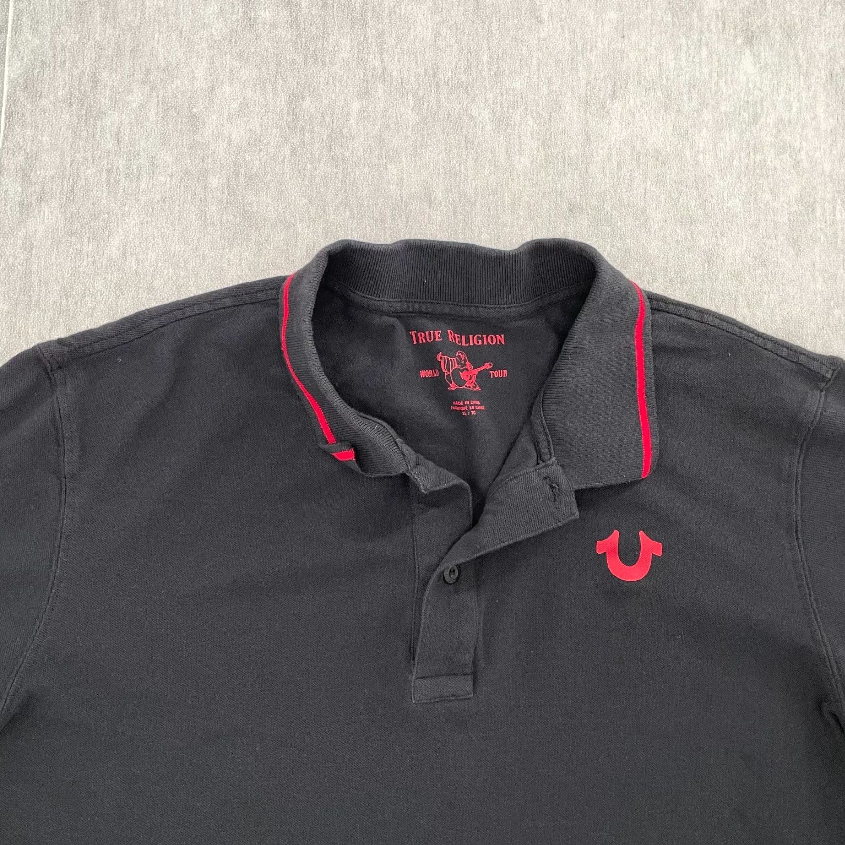 True Religion VINTAGE True Religion Polo Shirt Men XL Short Sleeve Black Logo Contrasting Trim 90s Classic Size US XL / EU 56 / 4 - 4 Thumbnail