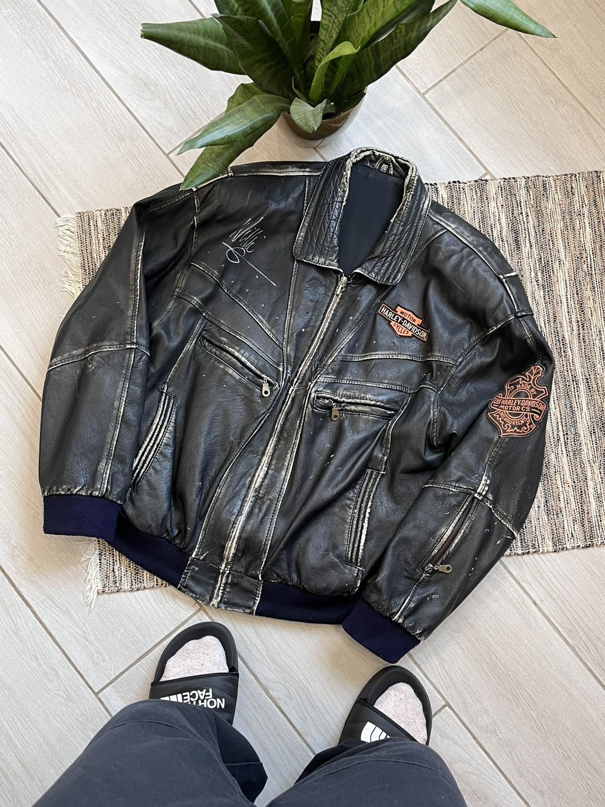 Harley Davidson × Vintage Vintage Willie G Harley Davidson Leather Jacket autographed Size US XL / EU 56 / 4 - 2 Thumbnail
