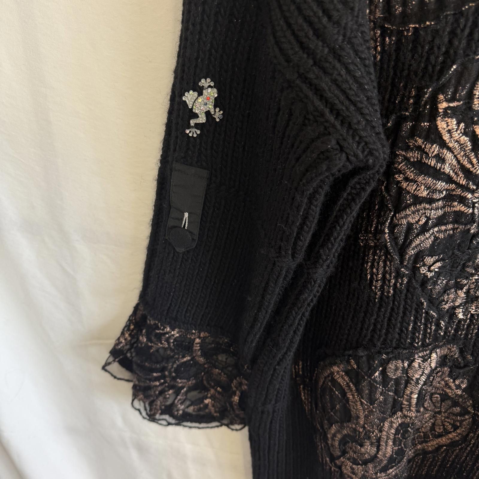 Other Elisa Cavaletti RARE - Black Lace Cuff Wool Blend Sweater Size M / US 6-8 / IT 42-44 - 7 Thumbnail