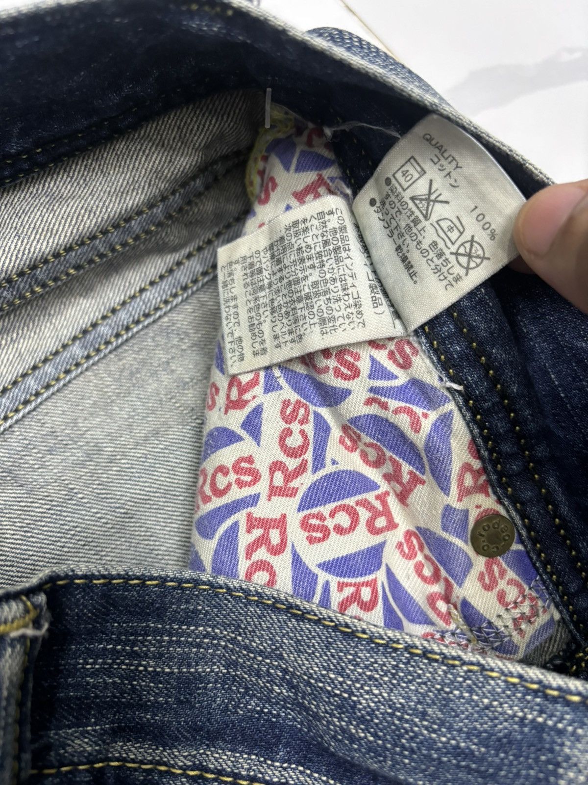 Japanese Brand DISTRESSED DENIM PAINTER RODEO CROWNS JEANS Size 29" - 10 Thumbnail