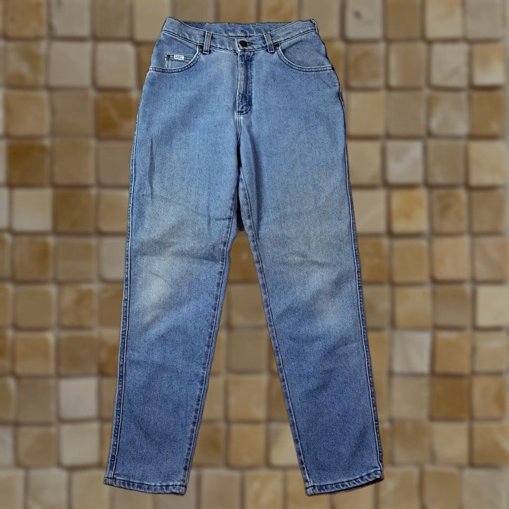 Lee VINTAGE Lee Western Jeans Womens 10 Distressed Denim Blue 28x31 80s 90s Retro Workwear Tapered Faded Distressed Pockets Button Jeans Womens Size 32" / US 10 / IT 46 - 1 Thumbnail
