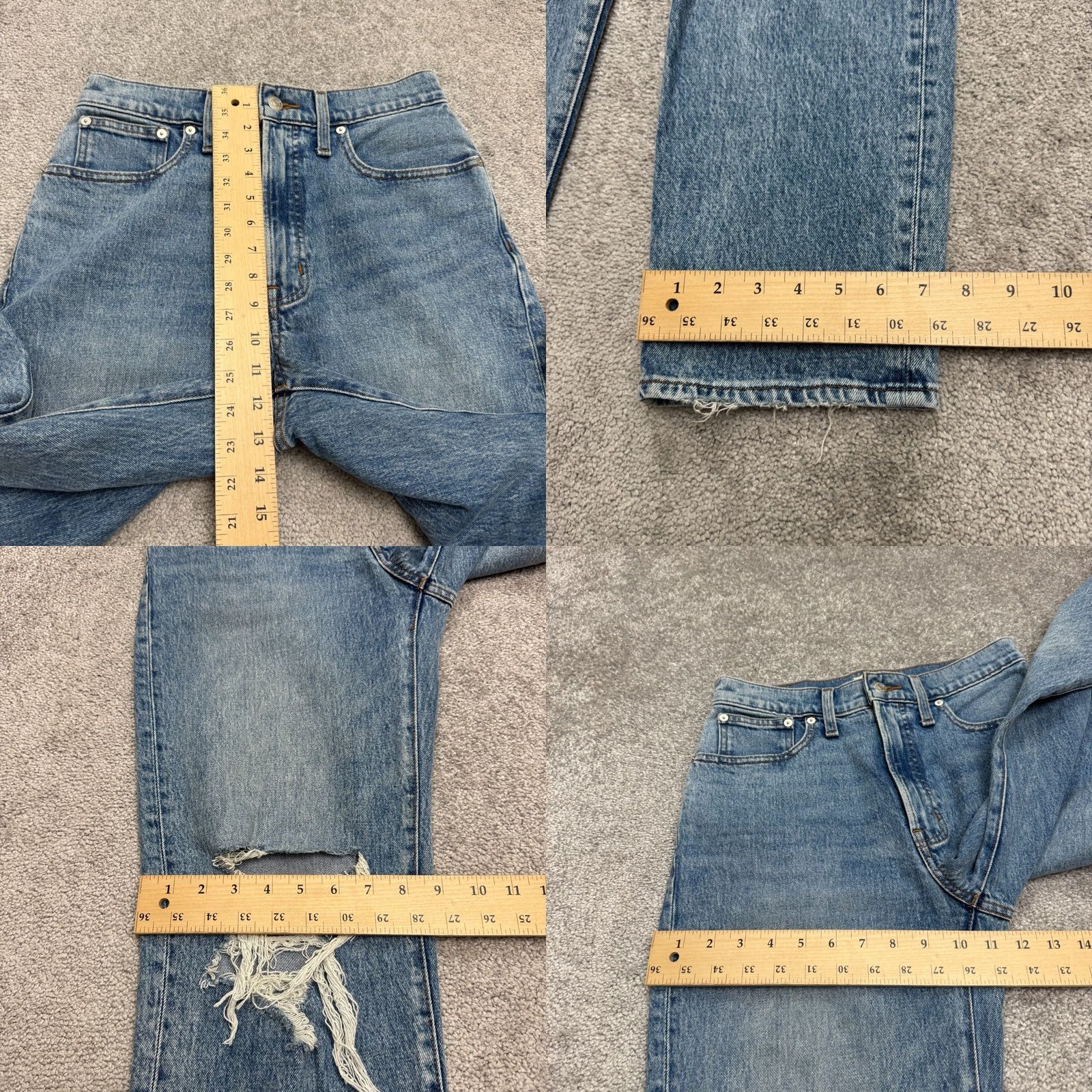 Madewell Madewell Jeans The Perfect Vintage Straight Denim Womens 27 High Rise Distressed Blue 5-Pocket Regular Fit City Grunge Classic Mens Womens Girls Size 27" / US 4 / IT 40 - 10 Thumbnail