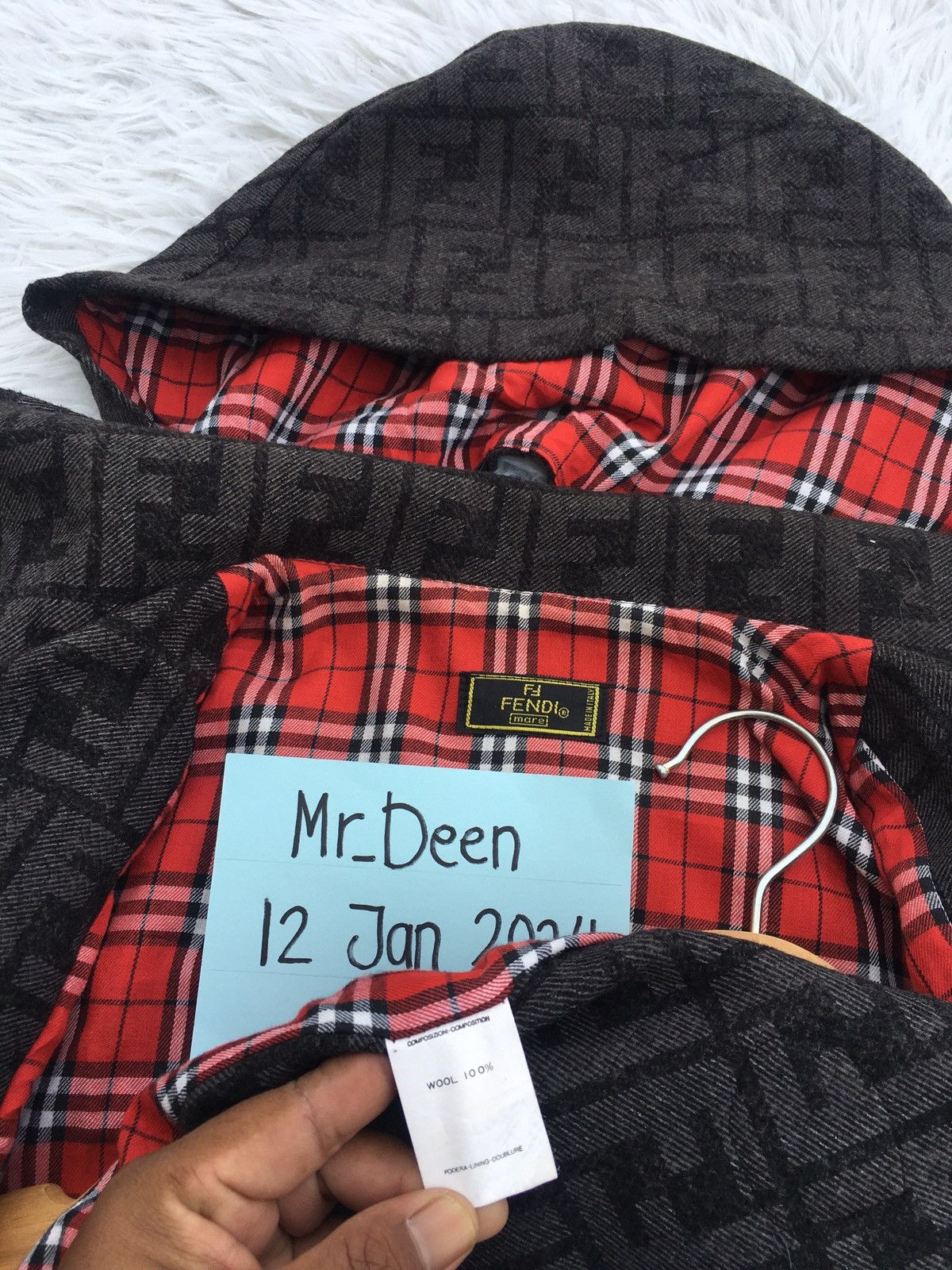 Fendi Rare Vintage FENDI Monogram Hooded Wool Coat/ Jacket Size US S / EU 44-46 / 1 - 16 Thumbnail